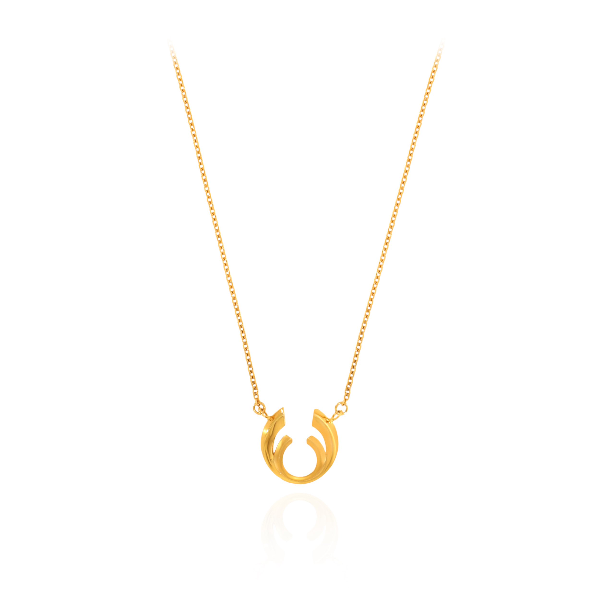 Crescent Loop Gold Chain Pendant - Senco Gold and Diamonds