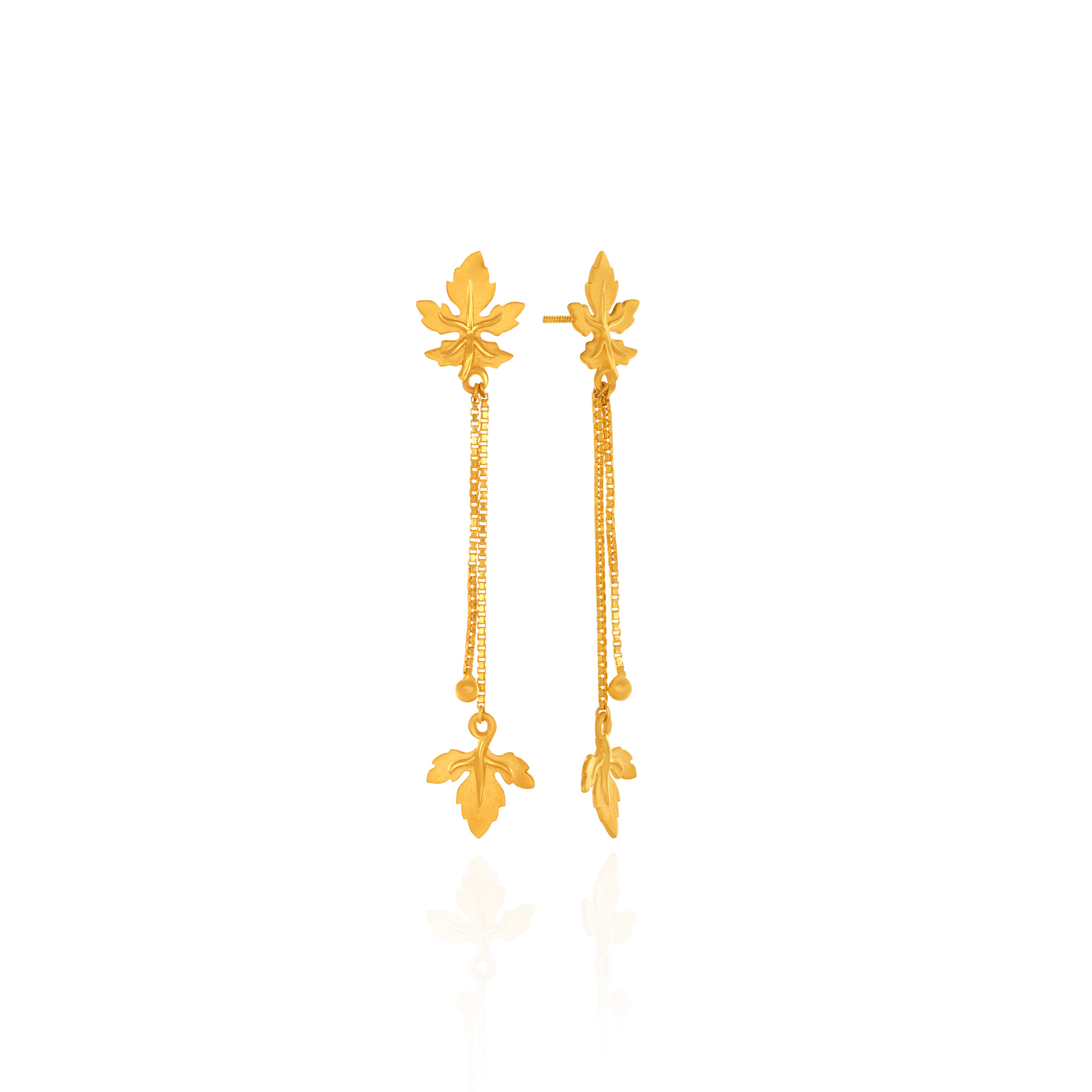 Romantic Leaf Motif Gold Earrings - Senco Gold and Diamonds