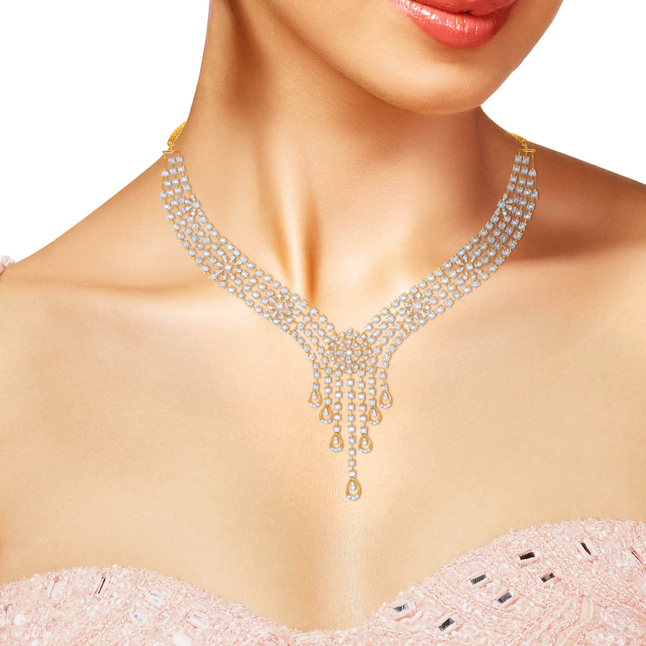 Cascade Of Waterfall Diamond Neklace - Senco Gold and Diamonds
