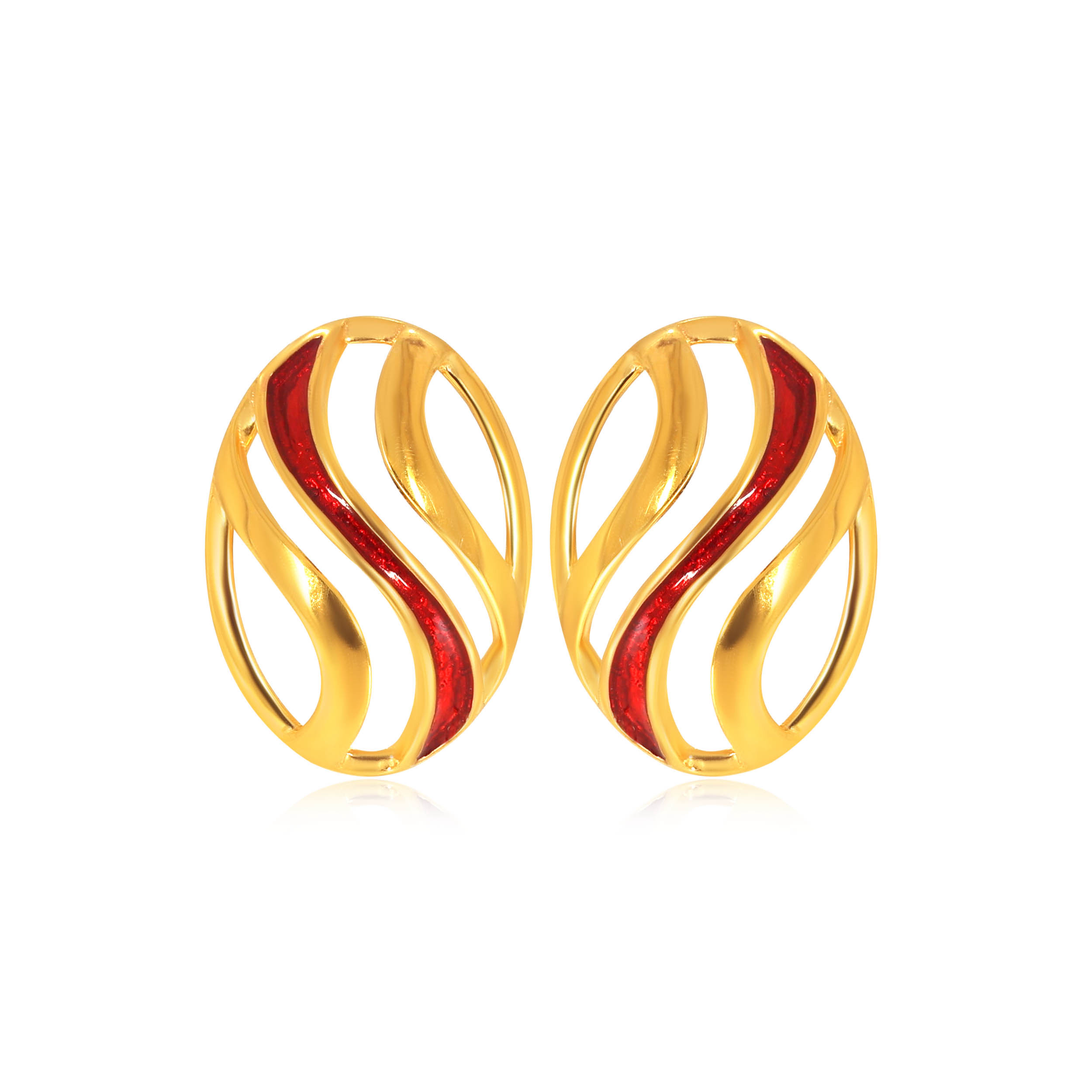 Wavy Hermosa Gold Studs - Senco Gold and Diamonds