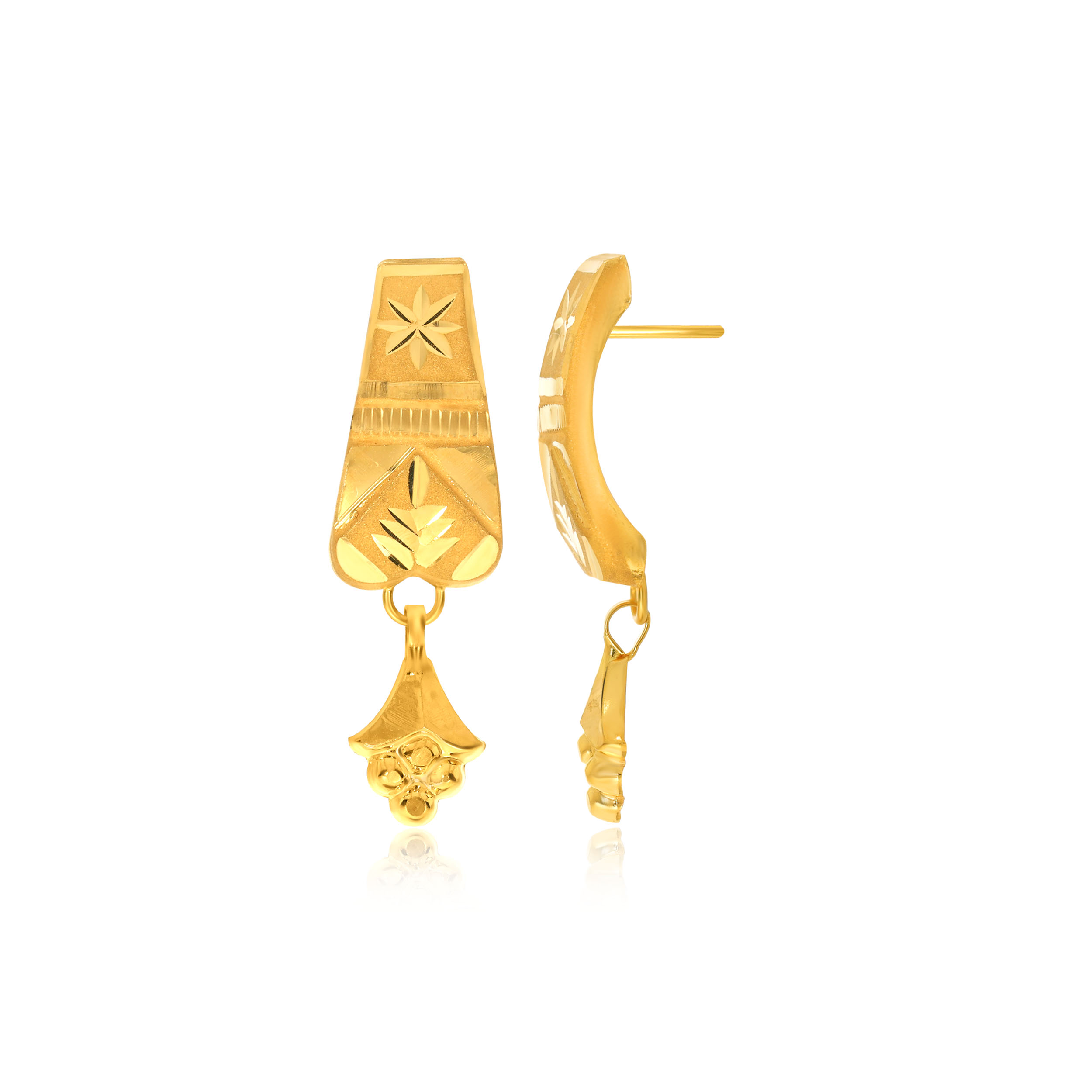 Starry Sheen Gold Drop Earrings - Senco Gold and Diamonds
