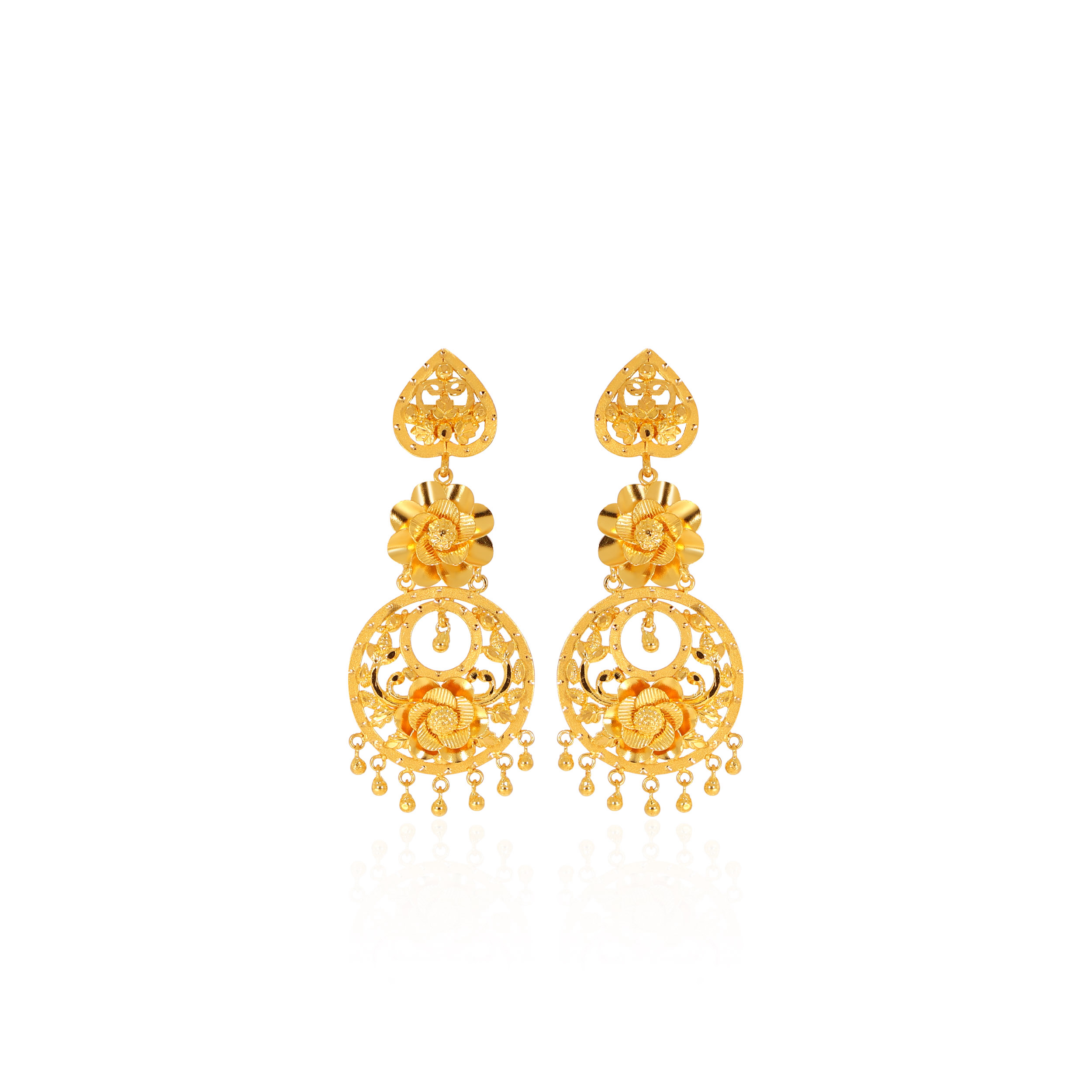 Eternal Bliss Gold Chandbali Earrings - Senco Gold and Diamonds