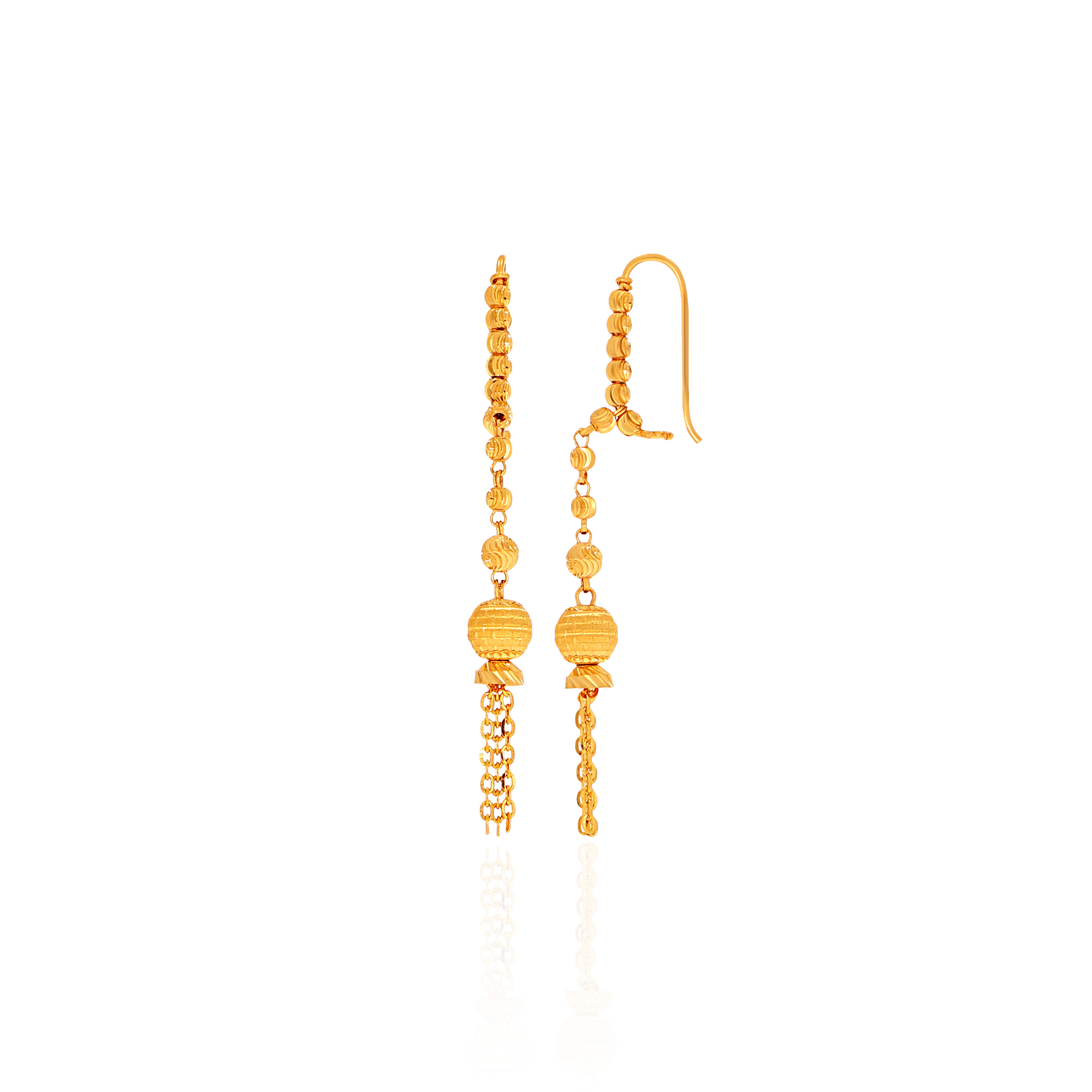 Cascading Orbs Gold Dangler Earrings - Senco Gold and Diamonds
