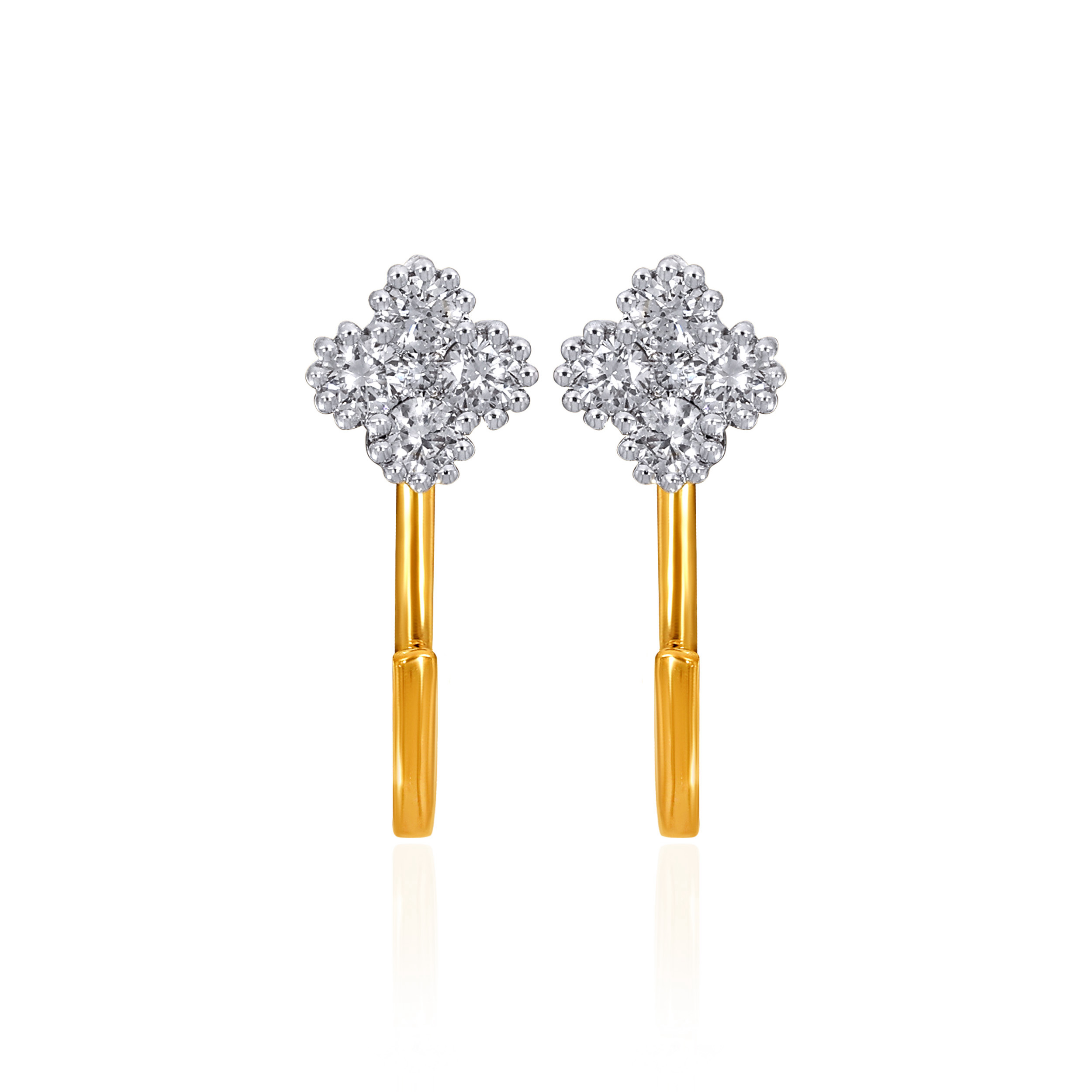 Modish Floral Diamond Ear Cuffs - Senco Gold and Diamonds
