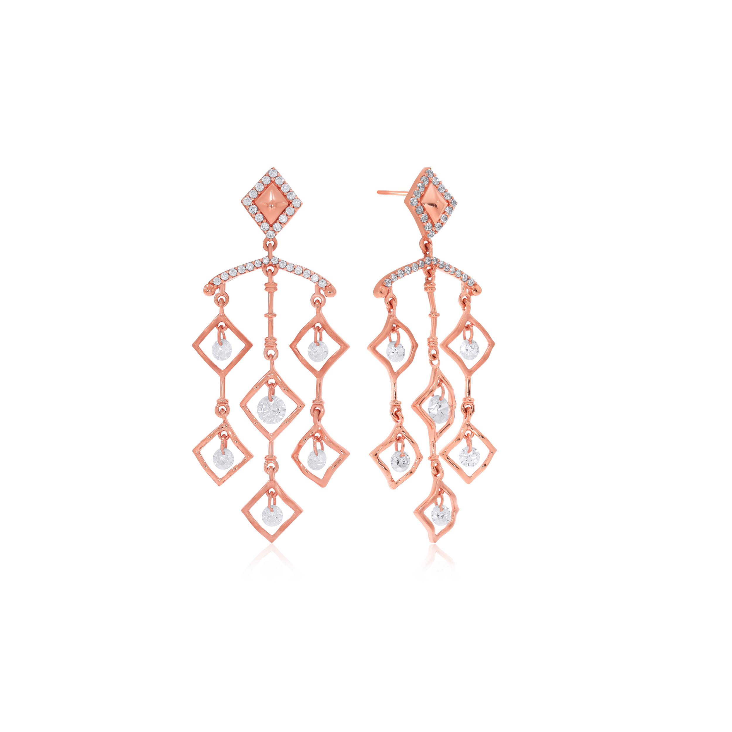 Dripping Rhombus Gold Danglers - Senco Gold and Diamonds