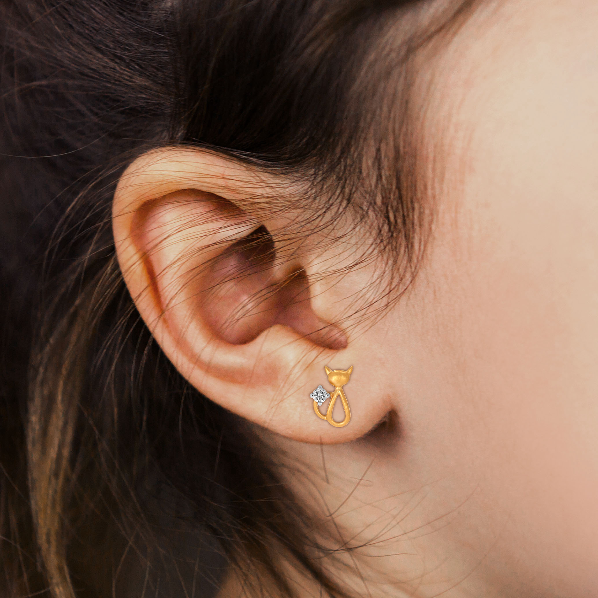 14K Yellow Gold Kids Diamond Studs Earrings-DT-D000790330 - Senco Gold and Diamonds