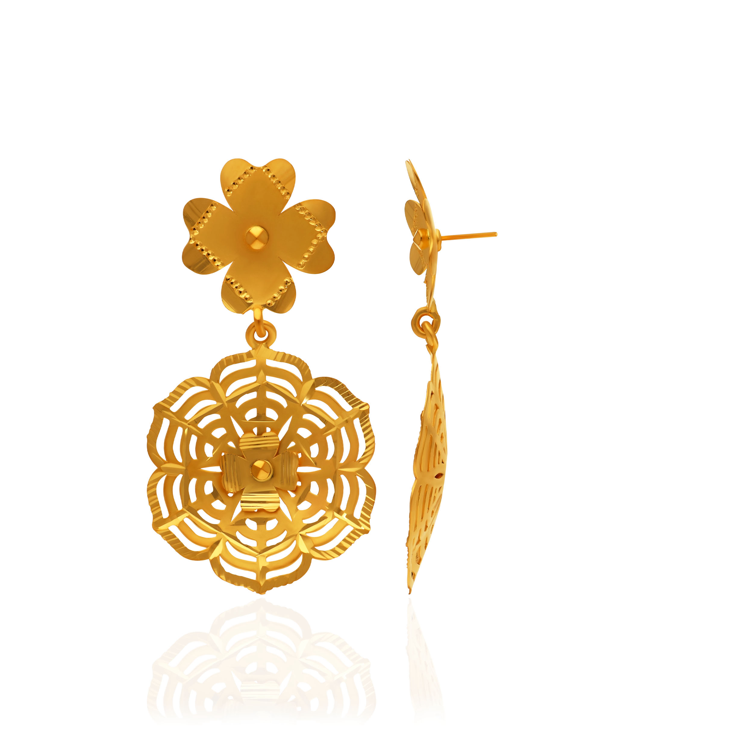 Rangoli Bloom Gold Earrings - Senco Gold and Diamonds