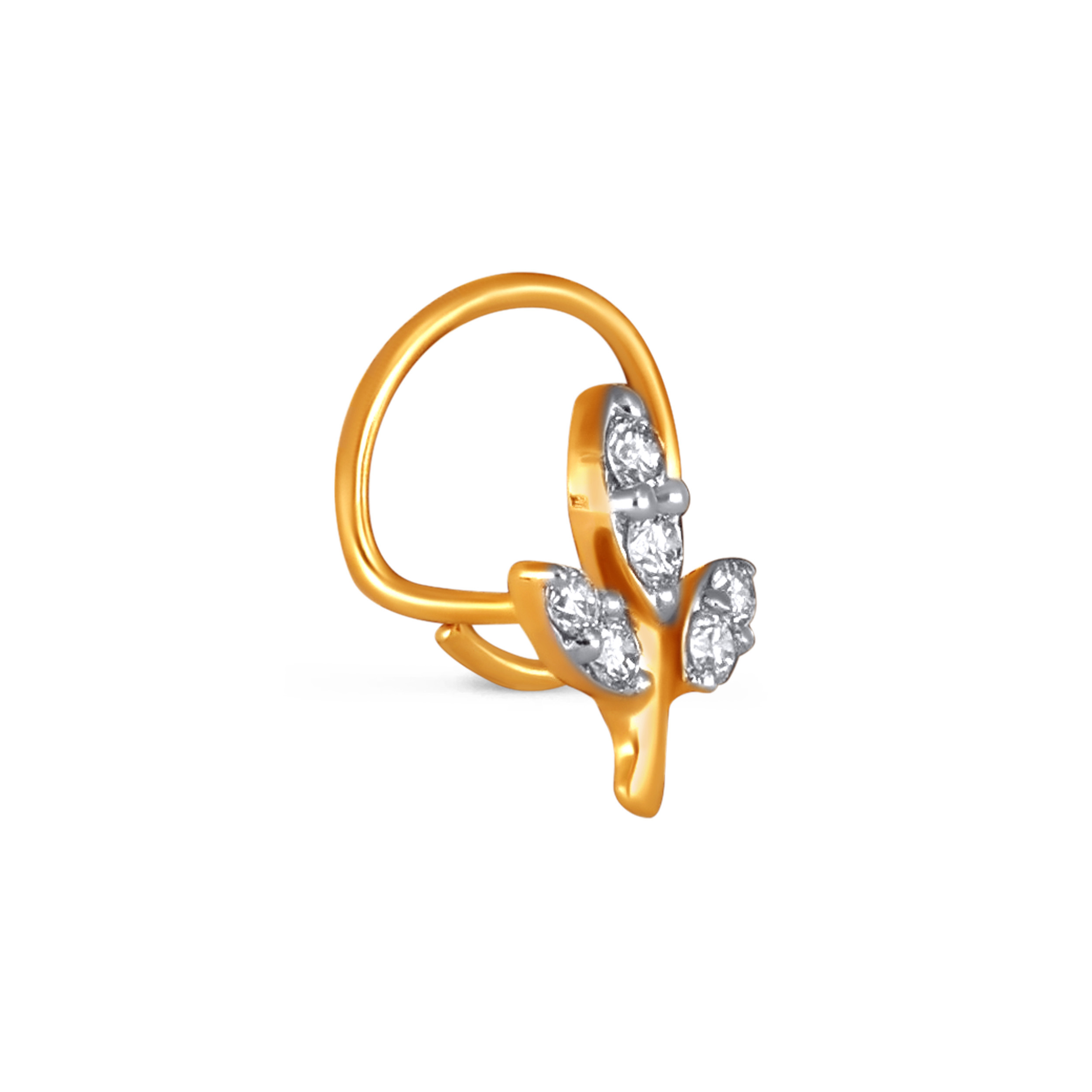 Vermeil Petal Diamond Nose Pin - Senco Gold and Diamonds