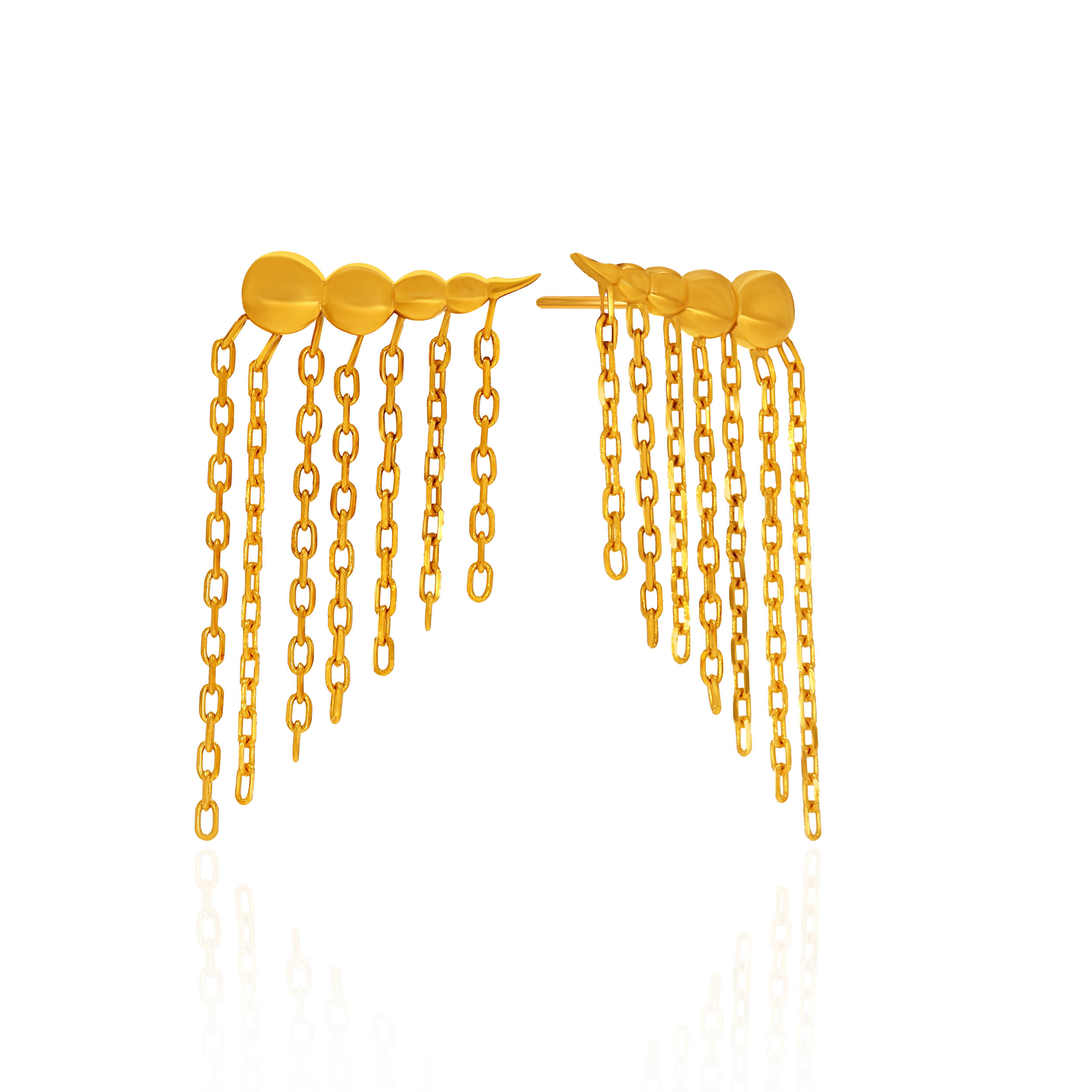Sleek Cascade Chain Gold Earrings - Senco Gold and Diamonds
