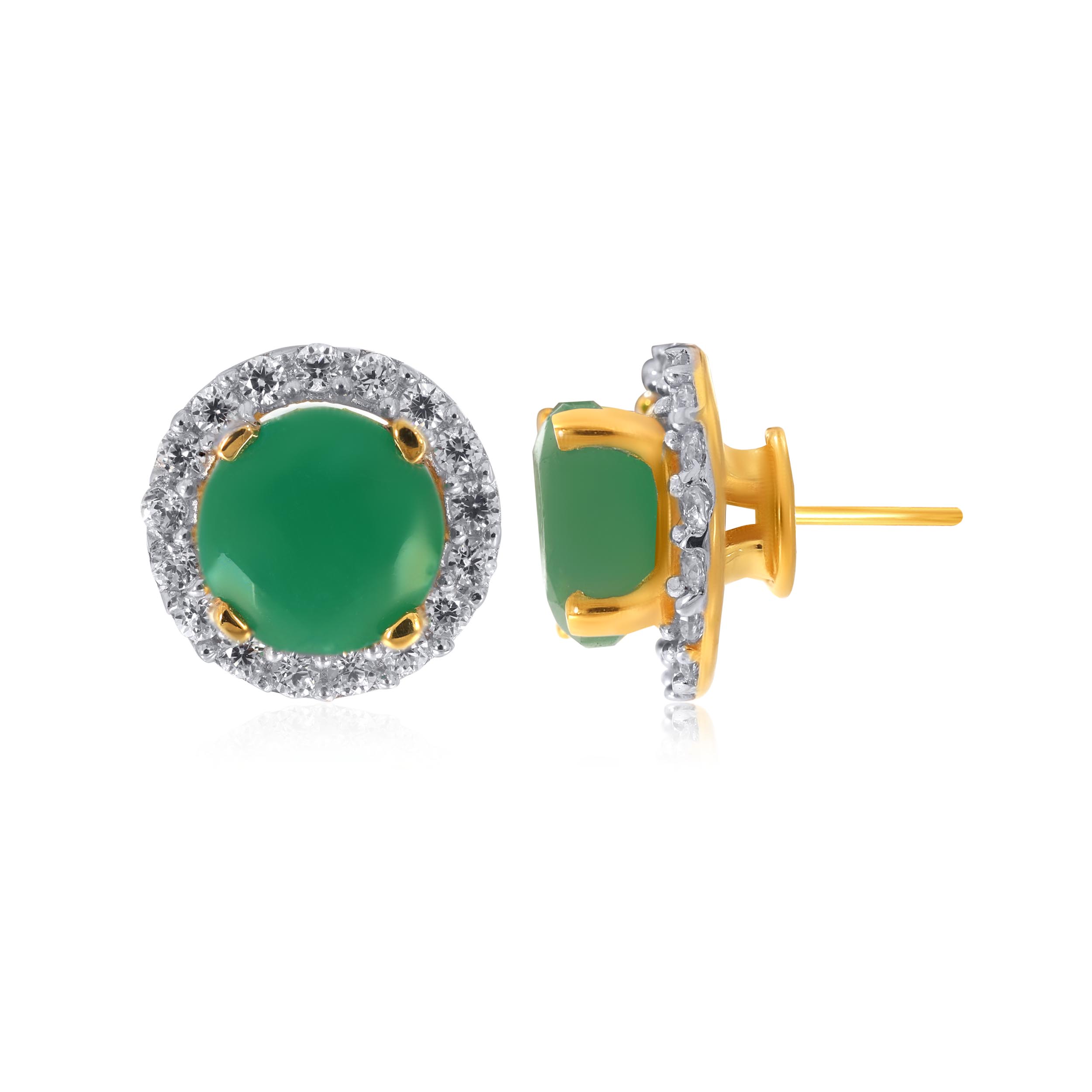 Majestic Green Gold Studs - Senco Gold and Diamonds