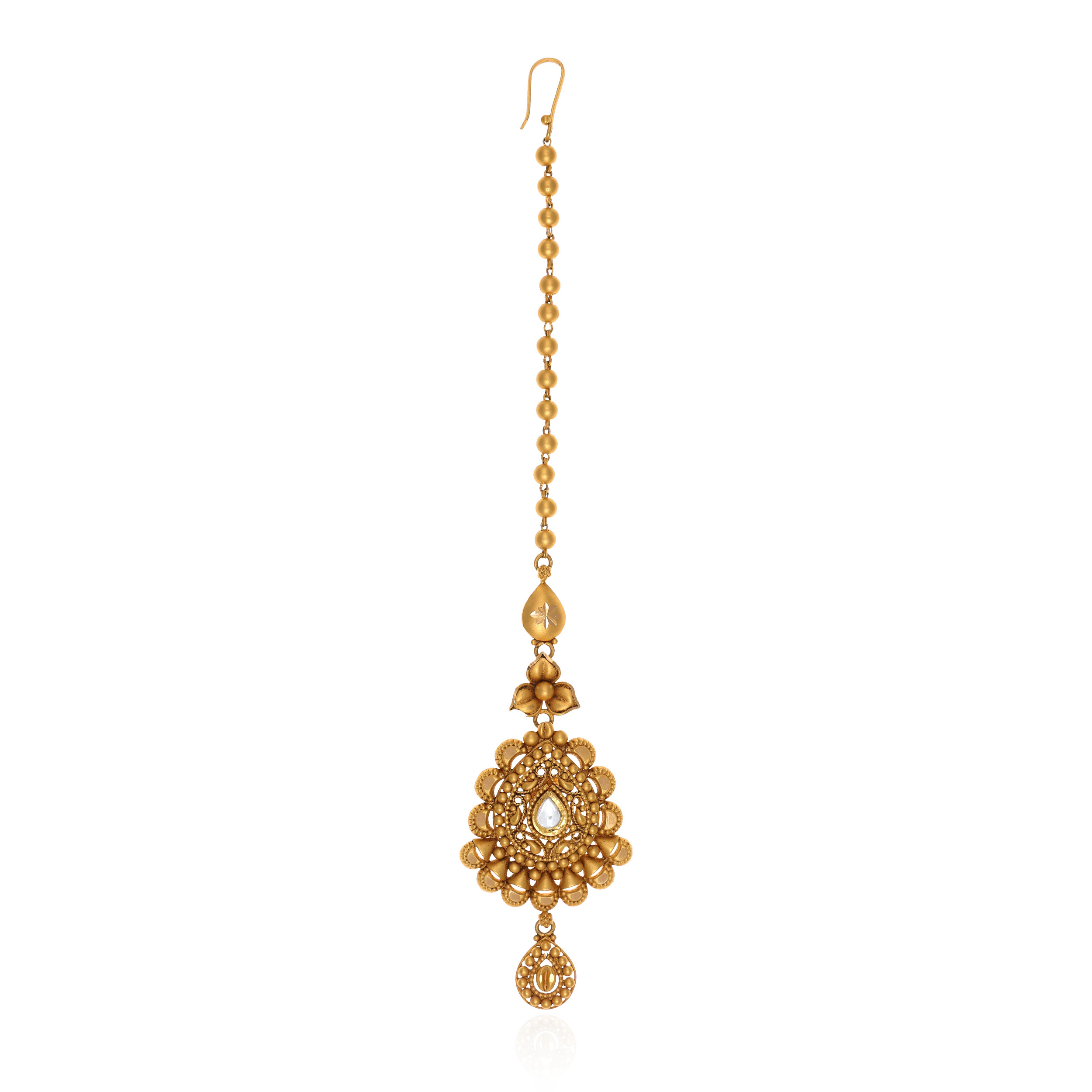 Royal Opulent Antique Gold Maang Tika - Senco Gold and Diamonds