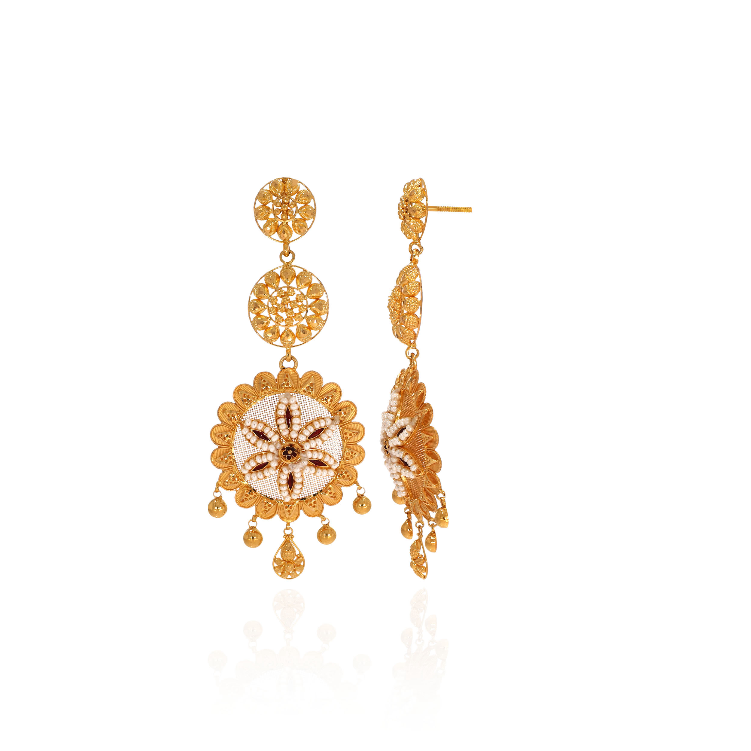 Ornate Scalloped Gold Earrings - Senco Gold and Diamonds