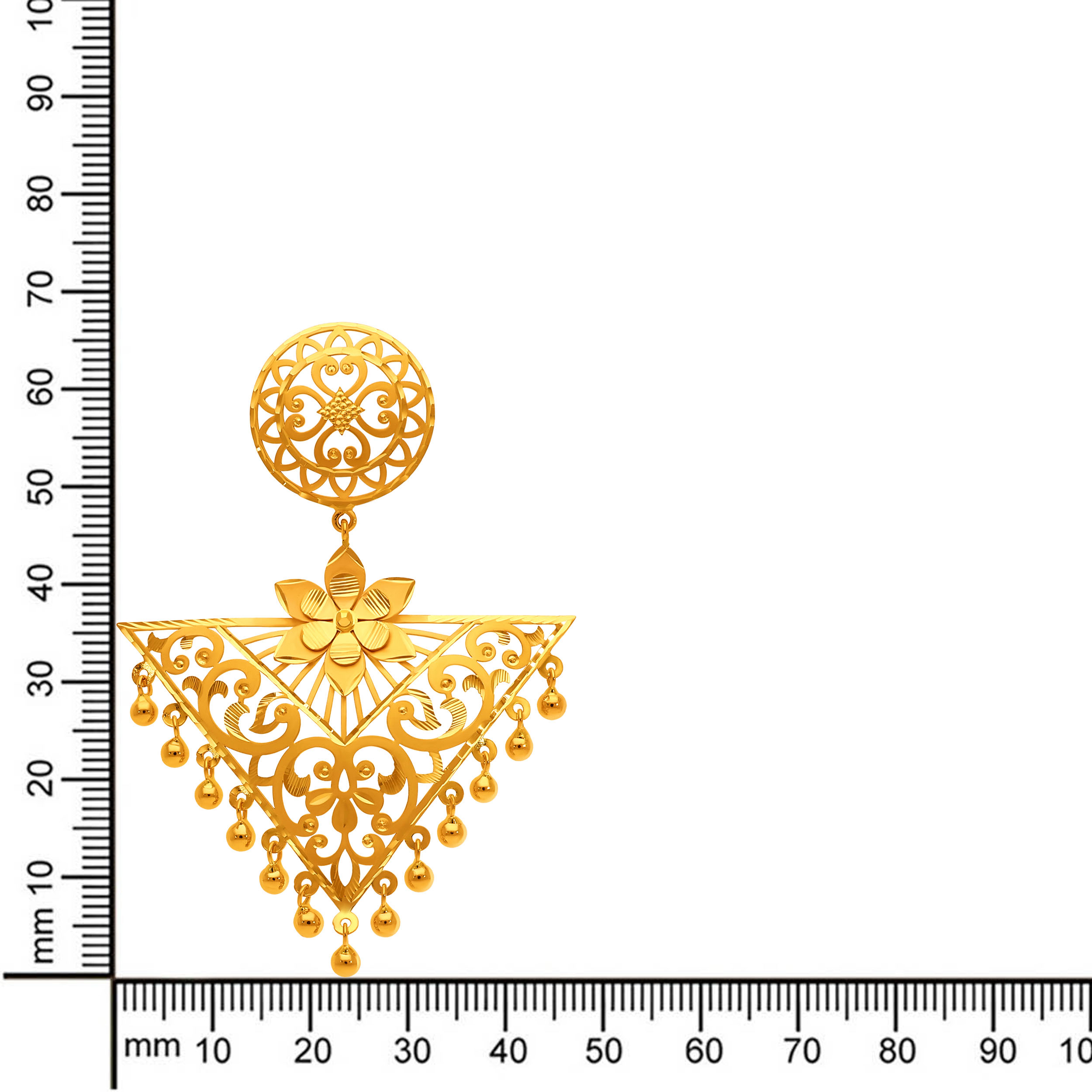 Triangular Tapestry Gold Drop Earrings - Senco Gold and Diamonds