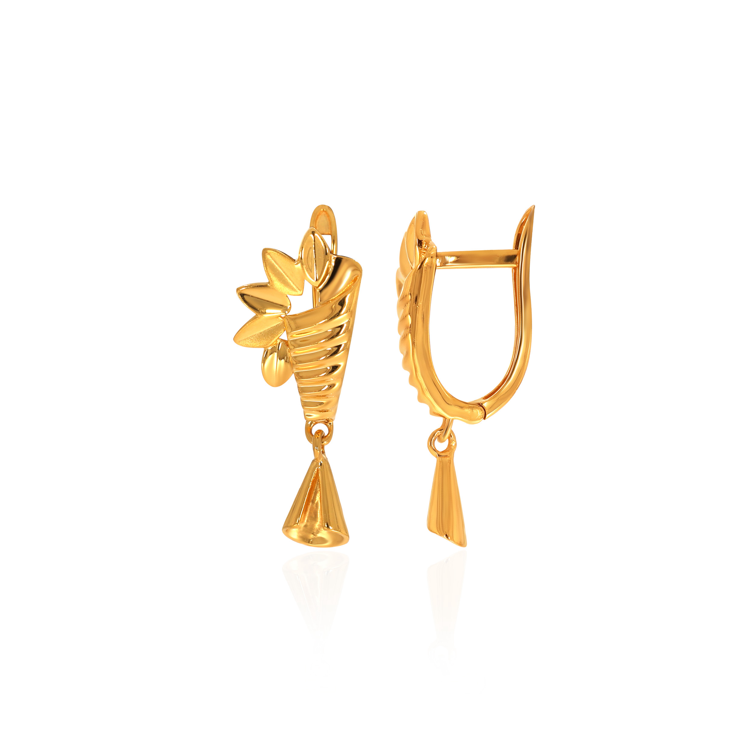 Leafy Bouquet Gold Hoop Earrings - Senco Gold and Diamonds