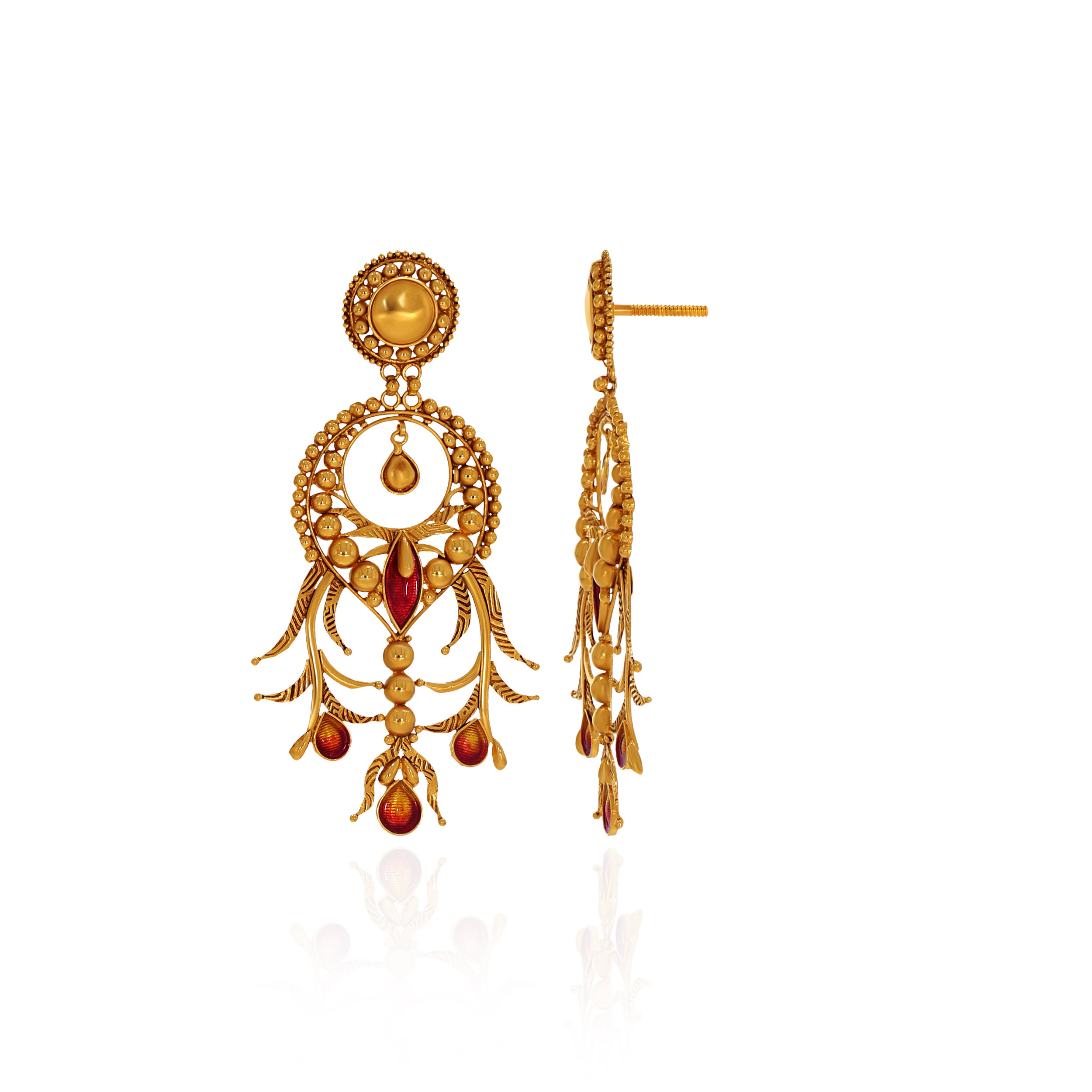 Scarlet Dew Chandbali Gold Earrings - Senco Gold and Diamonds
