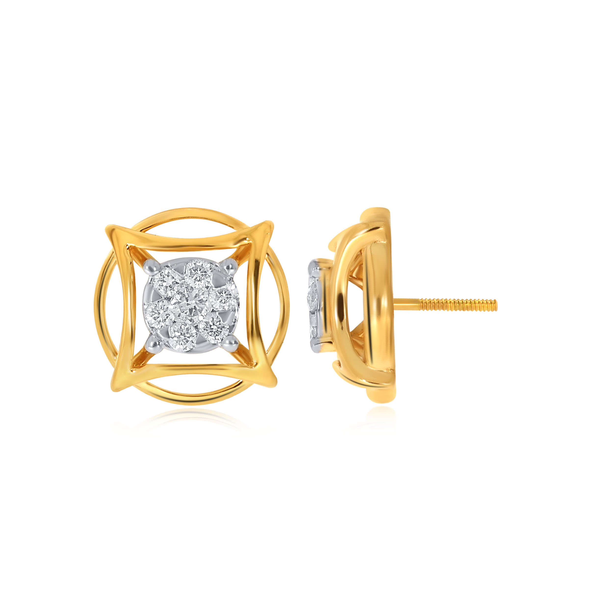 Geometric Diva Diamond Studs - Senco Gold and Diamonds