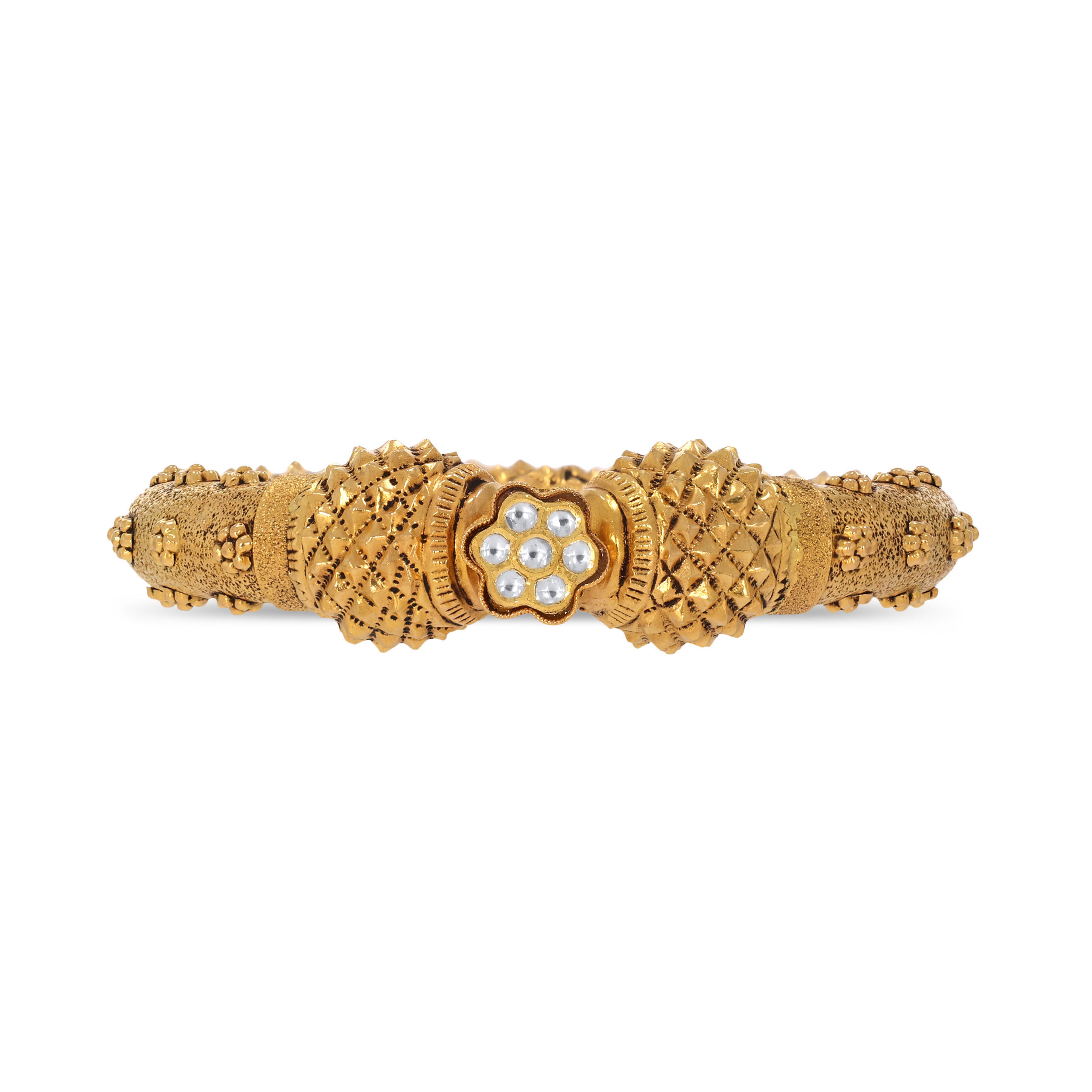 Crowned Elegance Statement Gold Bangle - Senco Gold and Diamonds