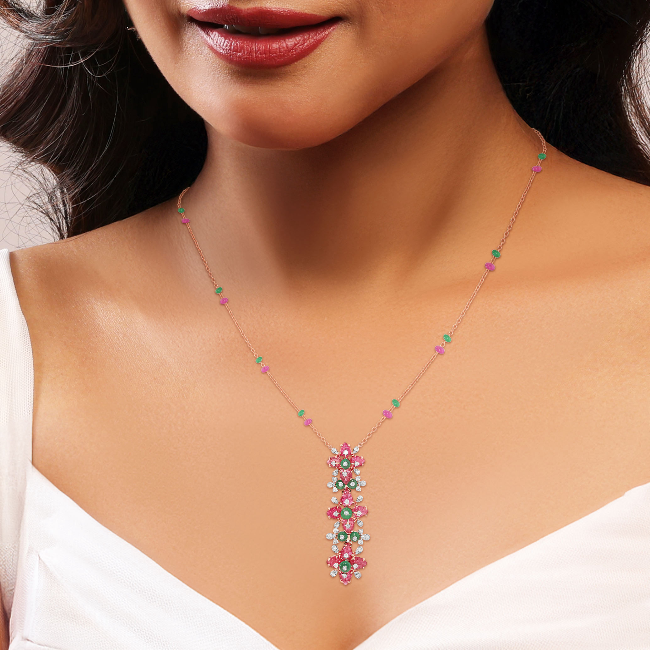 Blooming Symphony Diamond Chain Pendant - Senco Gold and Diamonds