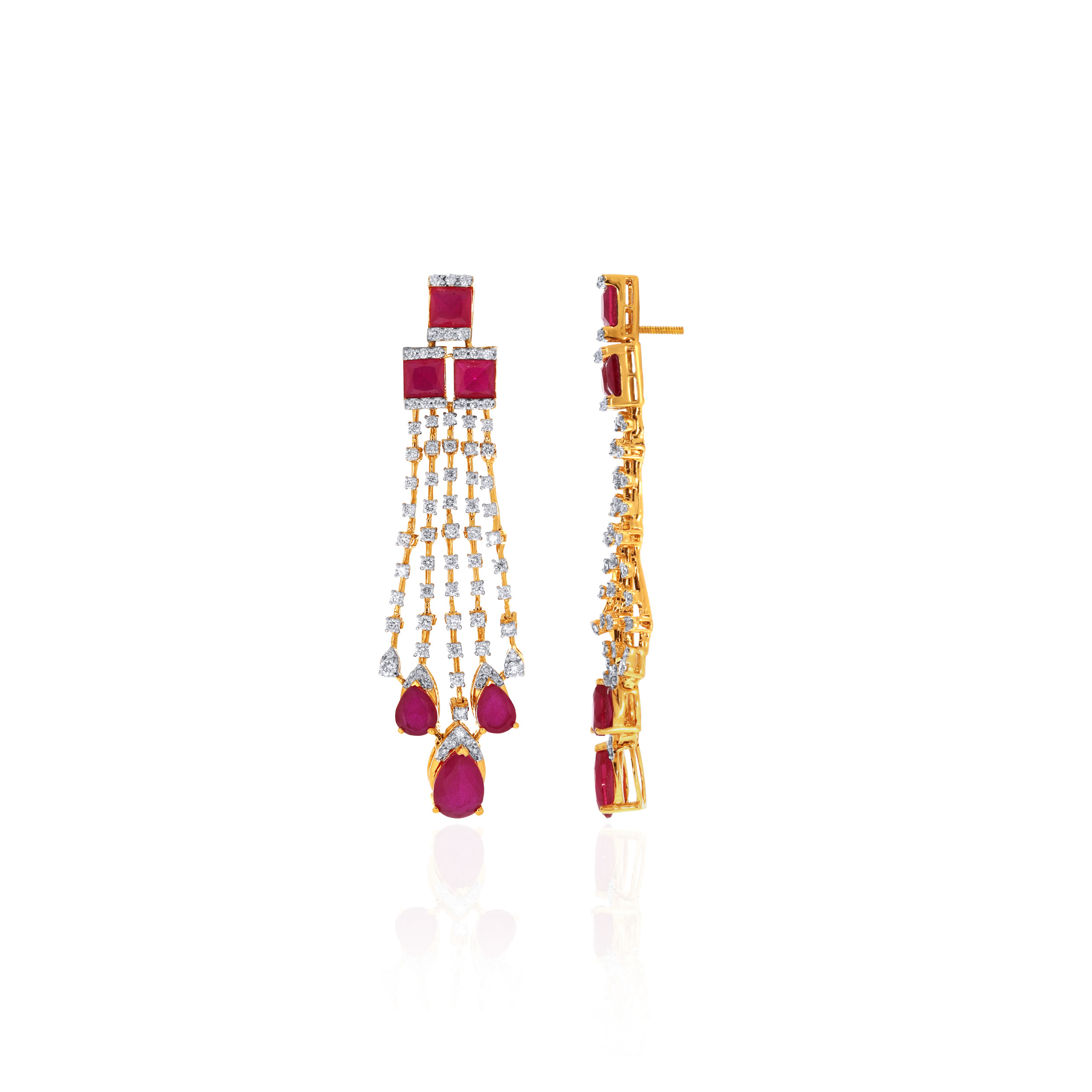 Rosy Waterfall Diamond Earrings - Senco Gold and Diamonds