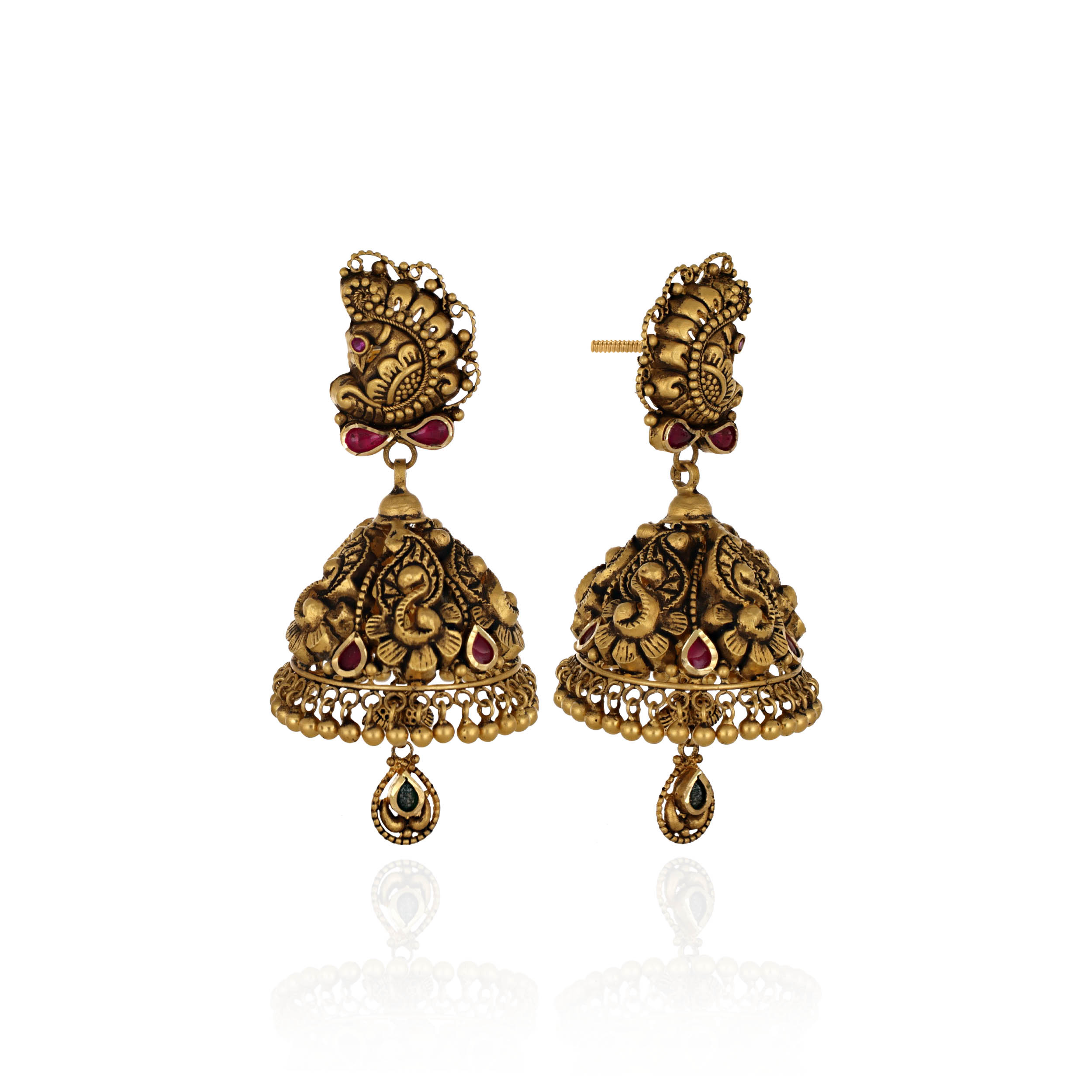 Temple Treasure Heritage Gold Jhumkas - Senco Gold and Diamonds