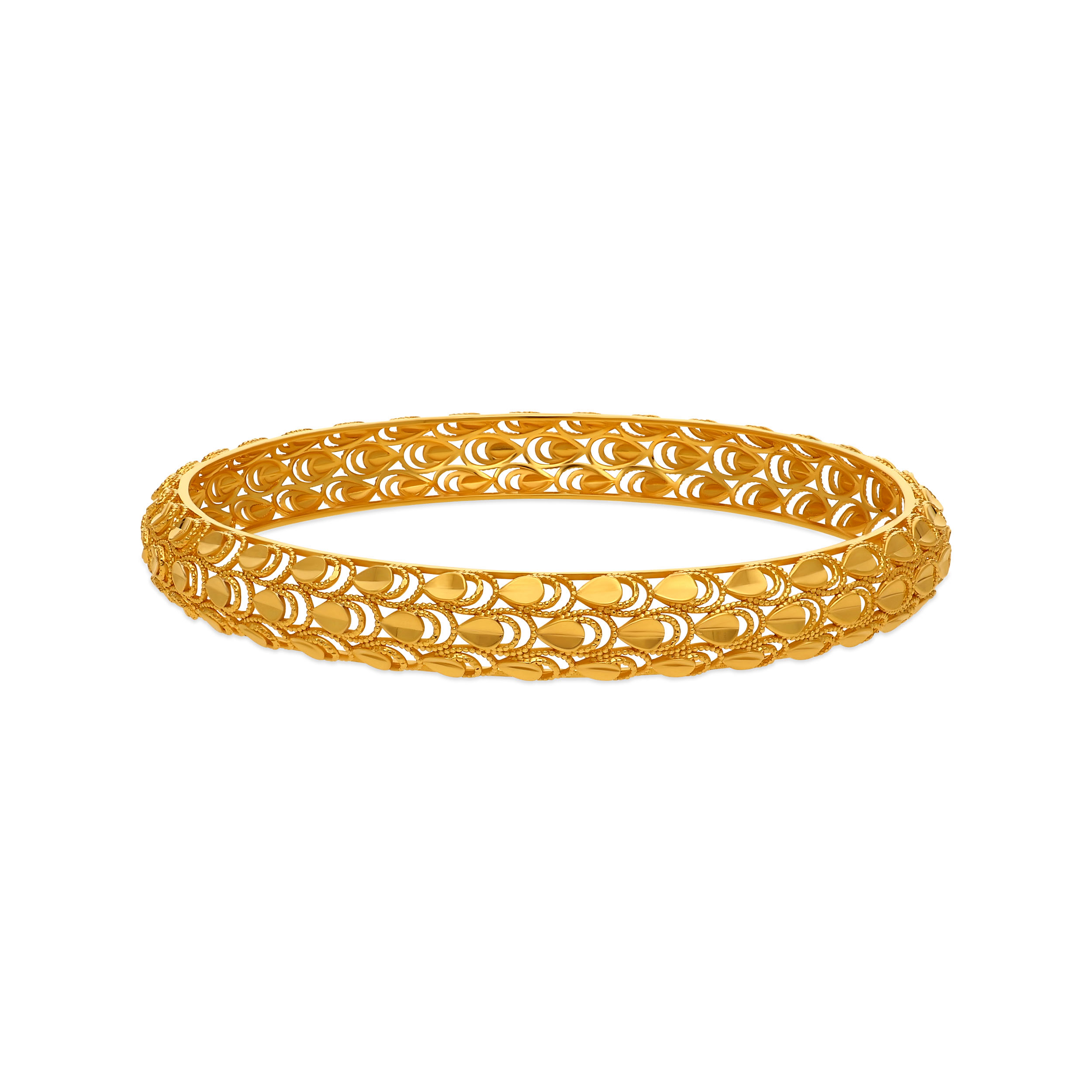 Crescent Halo Gold Bangle - Senco Gold and Diamonds
