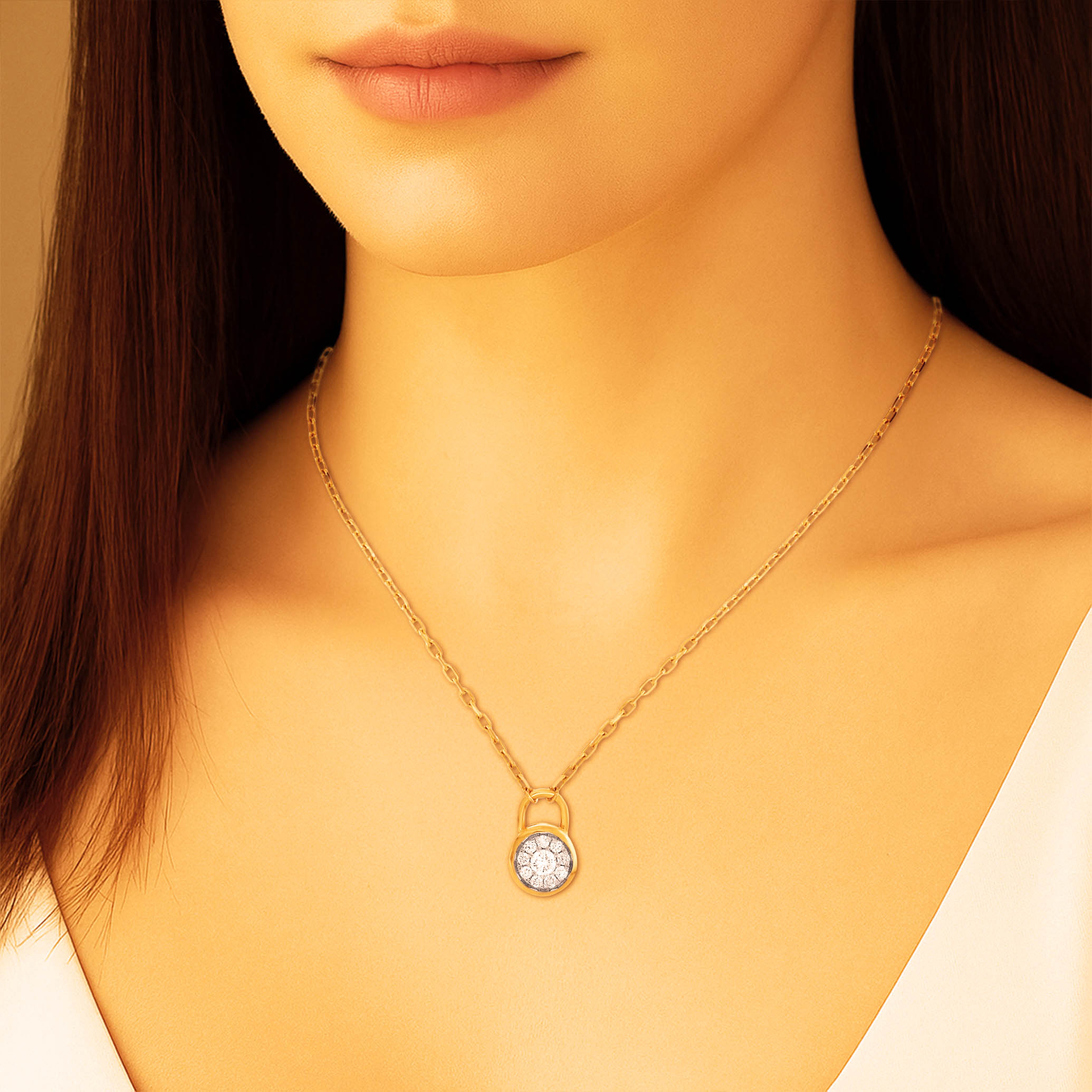 Halo Glow Diamond Chain Pendant - Senco Gold and Diamonds