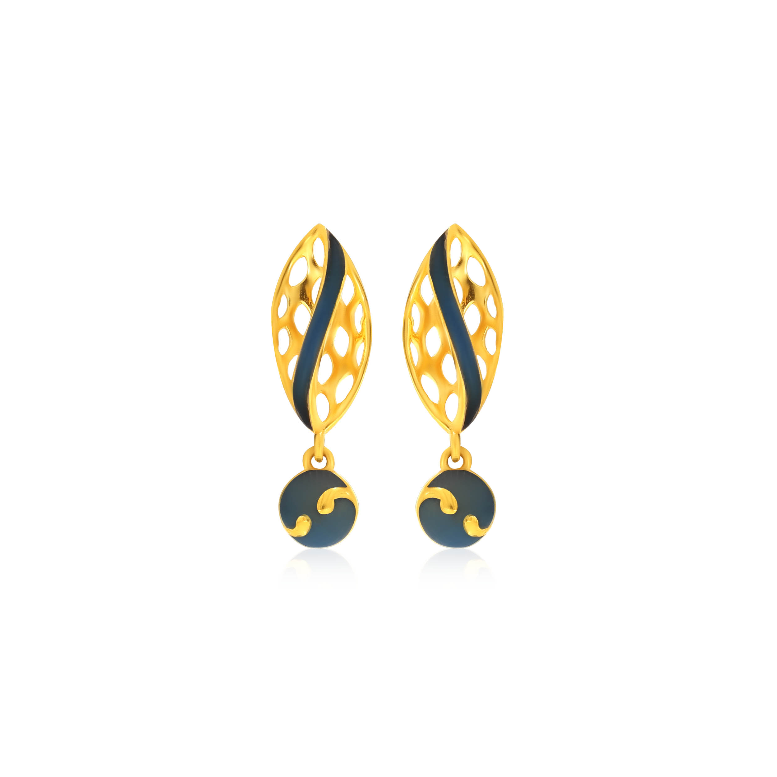 Leafy Azure Gold Studs - Senco Gold and Diamonds