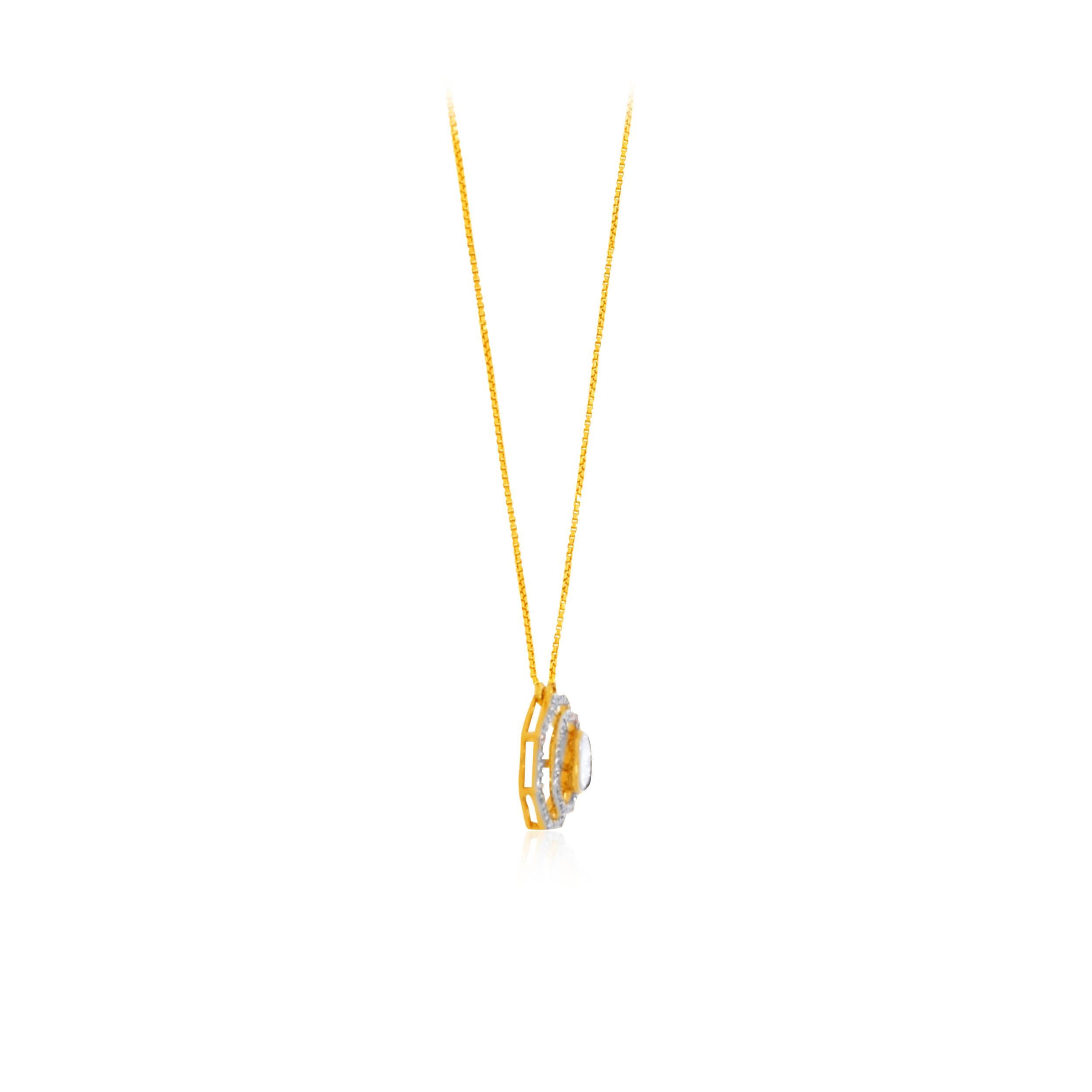 Geometric Aura Polki Diamond Chain Pendant - Senco Gold and Diamonds