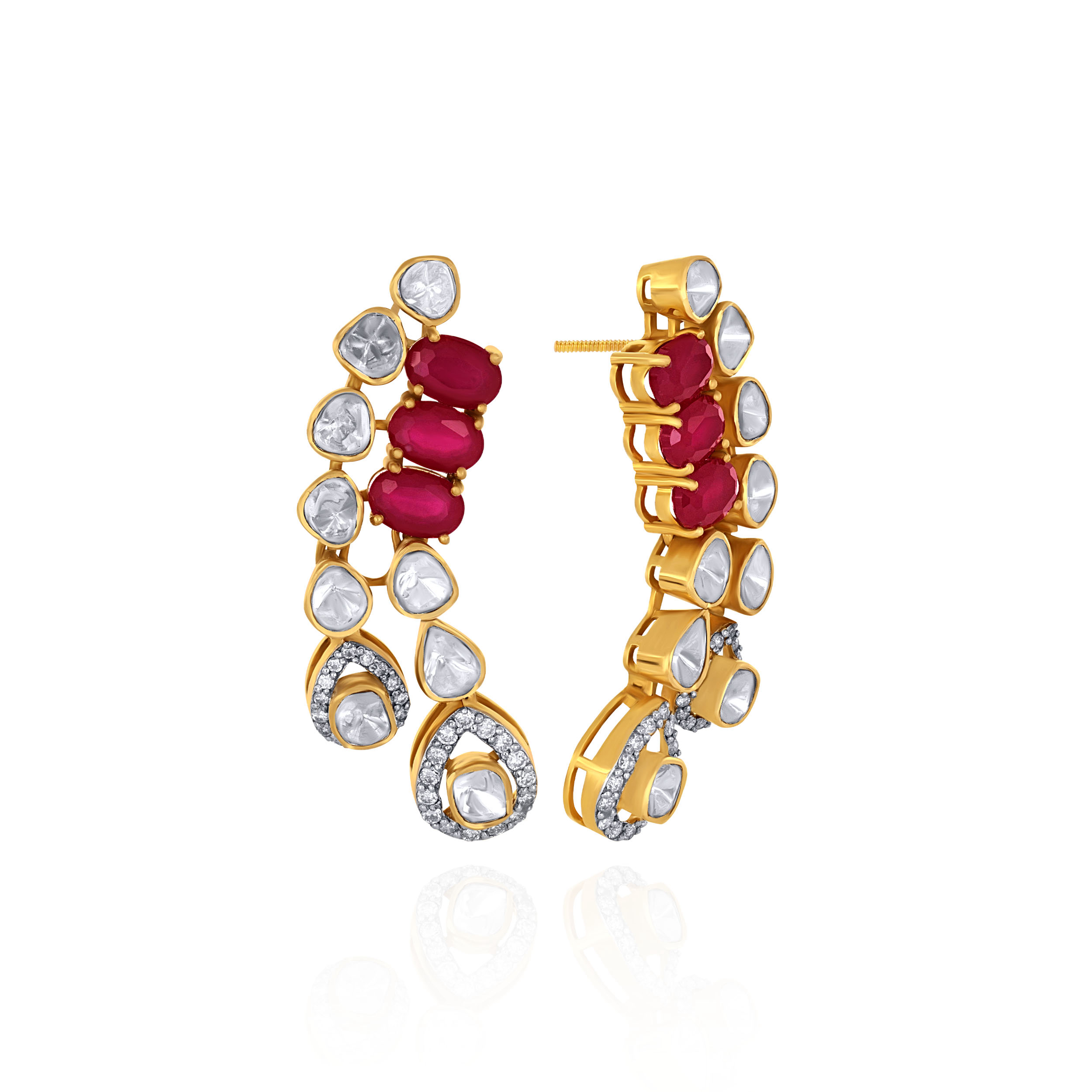 Verdure Couture Polki Earrings - Senco Gold and Diamonds