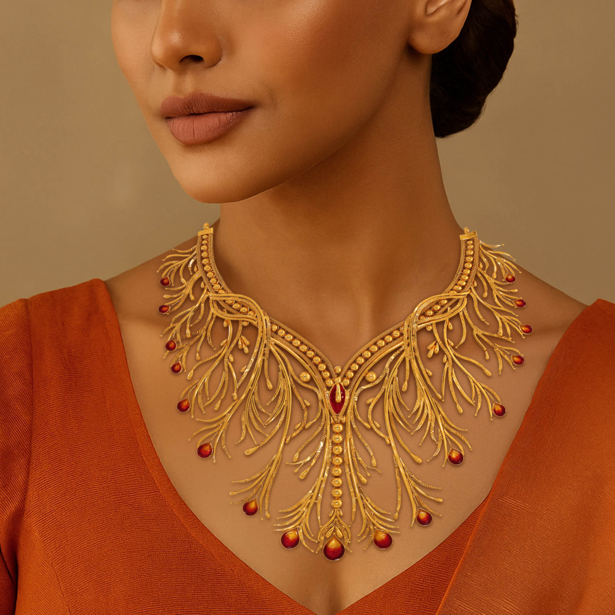Emberdrop Meenakari Gold Necklace - Senco Gold and Diamonds