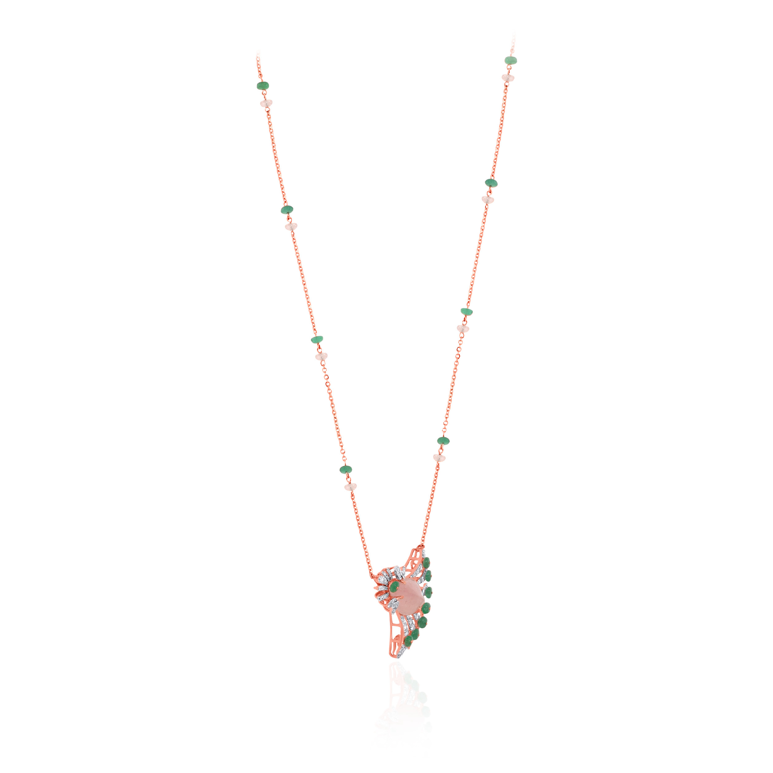 Floral Symphony Diamond Chain Pendant - Senco Gold and Diamonds