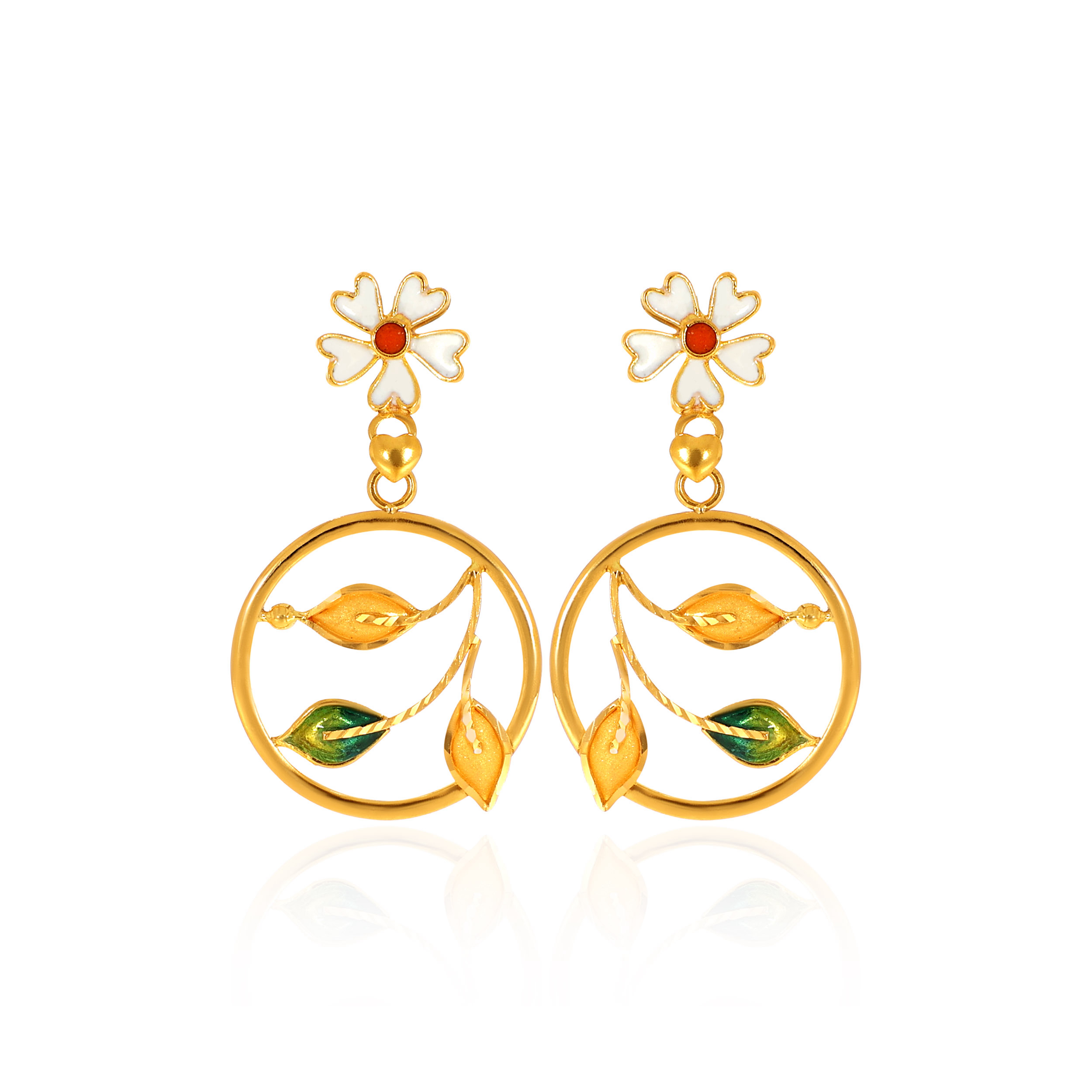 22K Yellow Gold Drop Earrings-GP-D000782702 - Senco Gold and Diamonds
