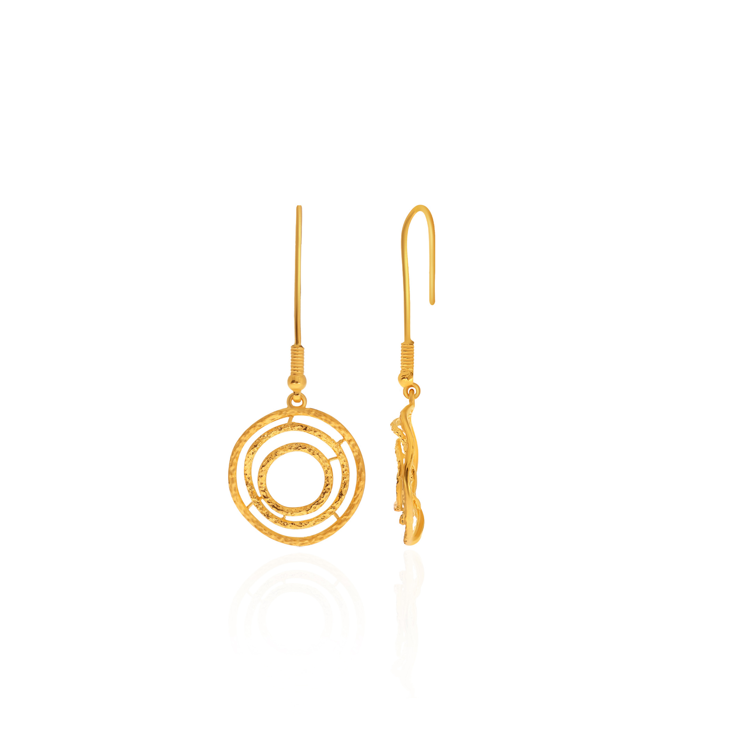 Celestial Orbs Gold Hook Earrings - Senco Gold and Diamonds