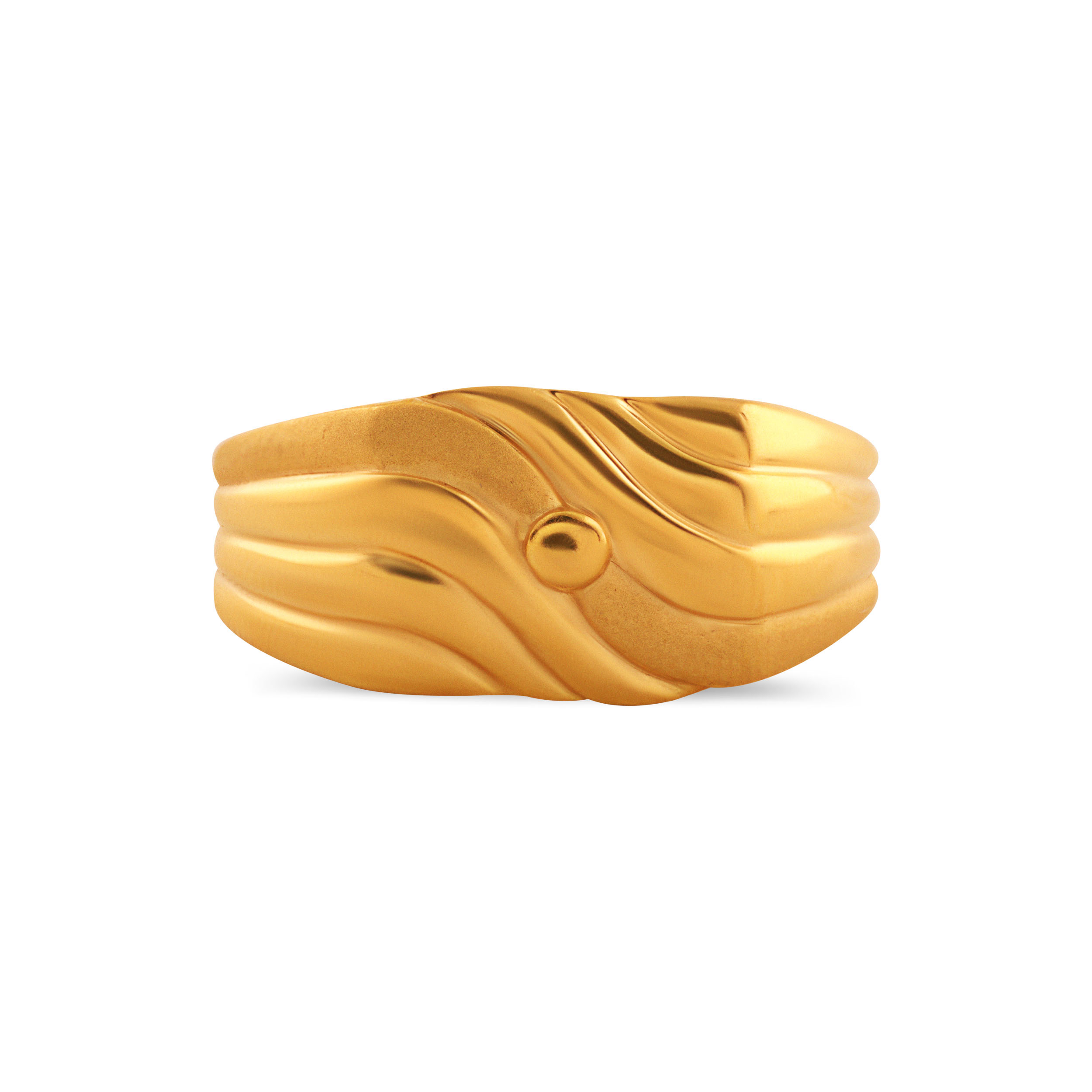 Textured Wave Men's Gold Ring - Senco Gold and Diamonds
