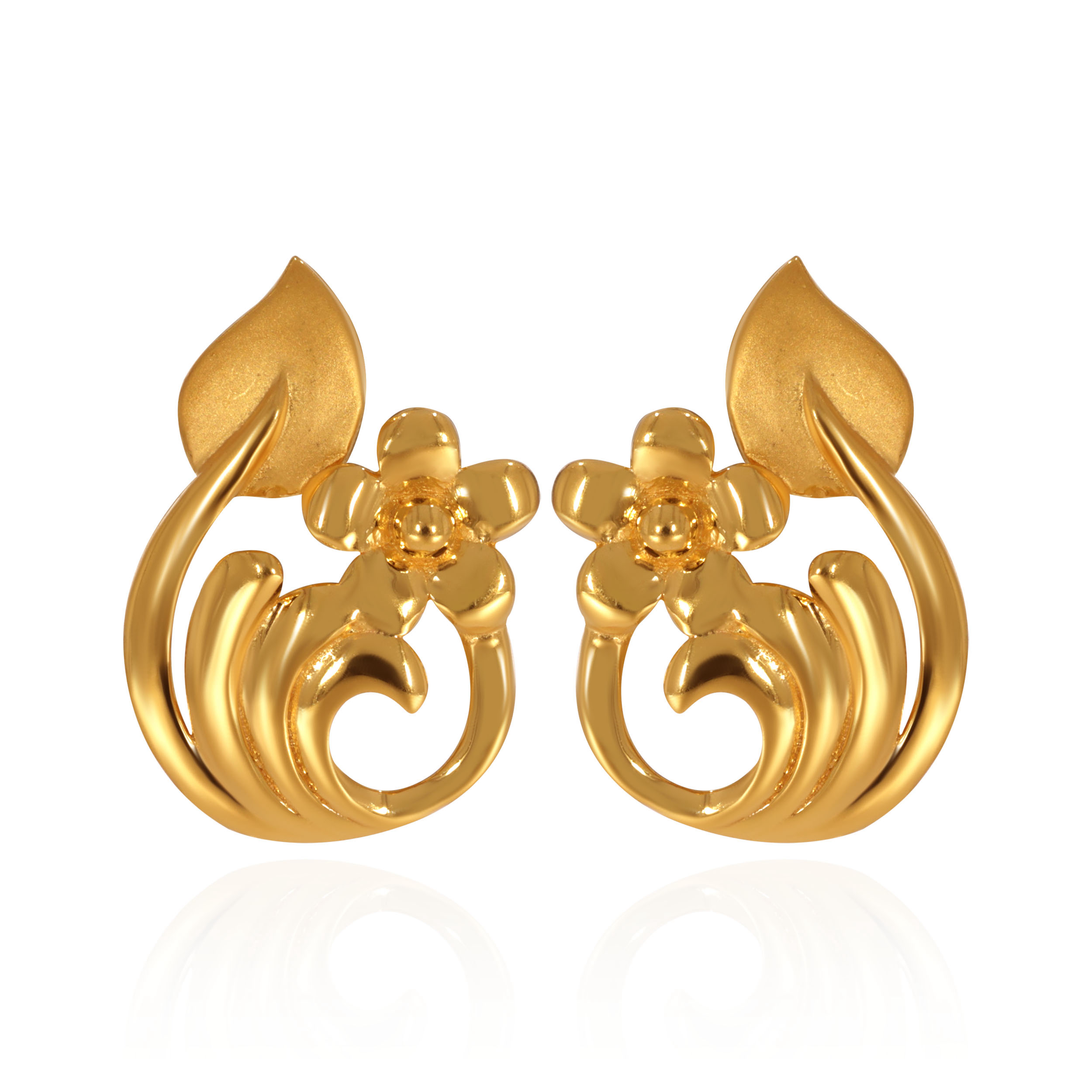 Blossom Swirl Gold Studs - Senco Gold and Diamonds