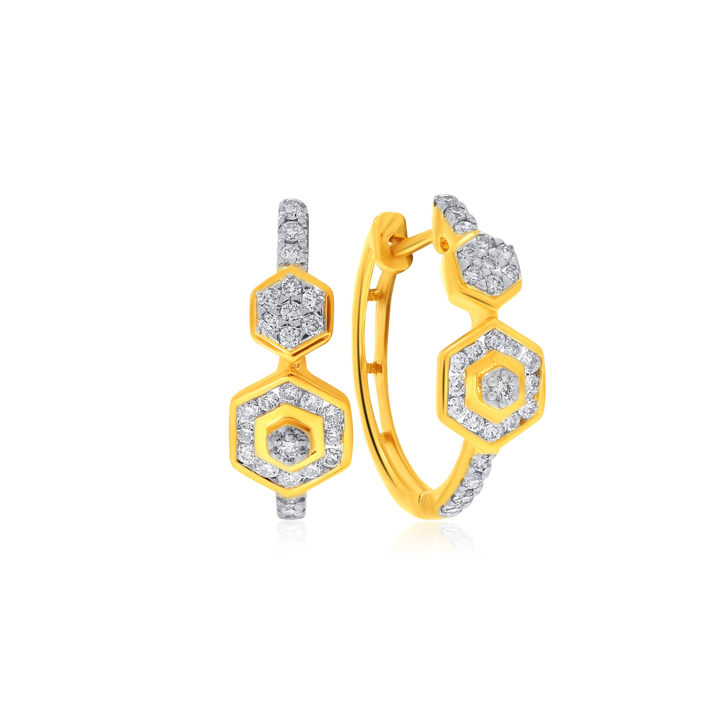 Shiny Attachment Diamond Hoop Earrings - Senco Gold and Diamonds