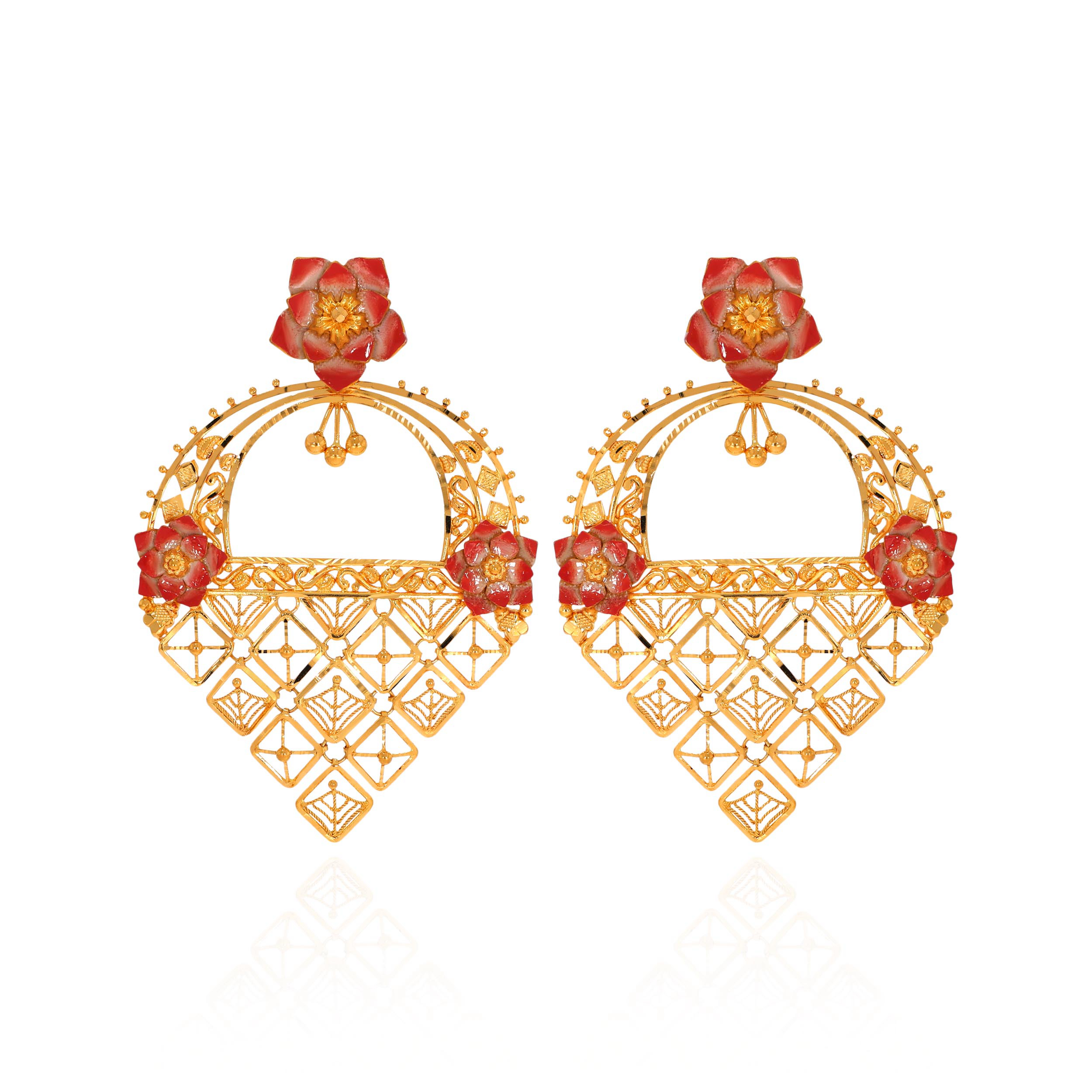 Eternal Lotus Bloom Gold Earrings - Senco Gold and Diamonds