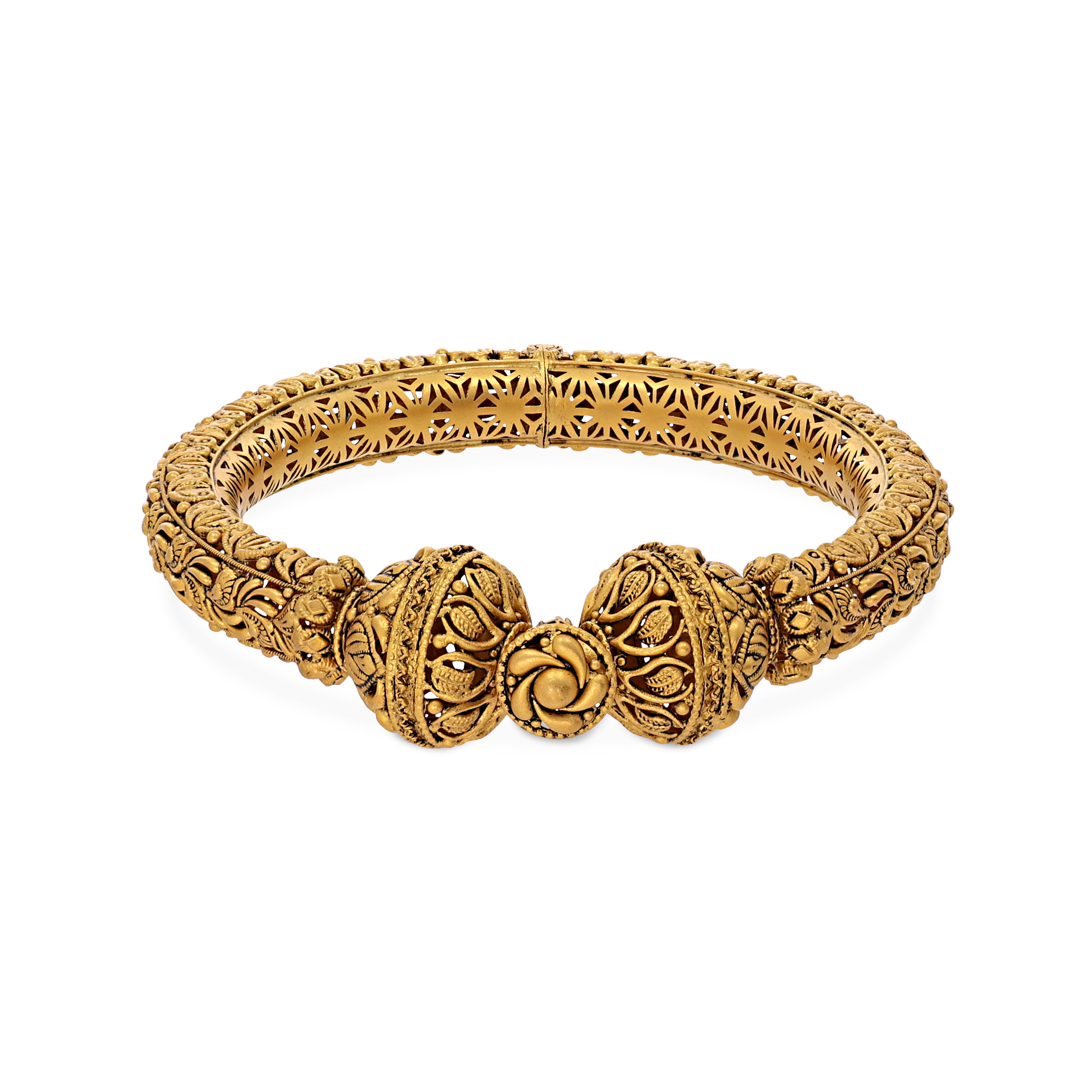 Royal Art Antique Gold Mukh Bangle - Senco Gold and Diamonds