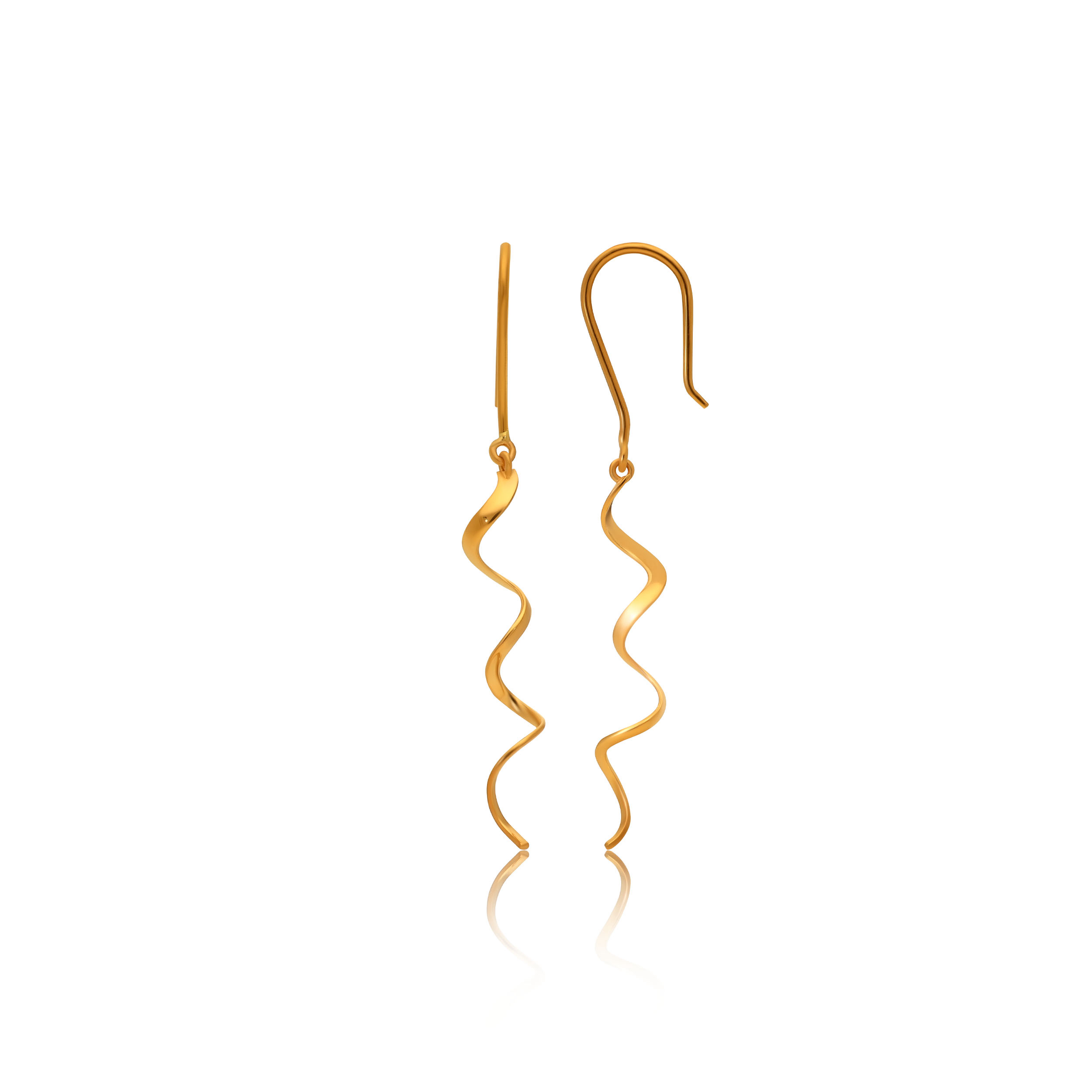 Flowing Lines Gold Long Earrings - Senco Gold and Diamonds