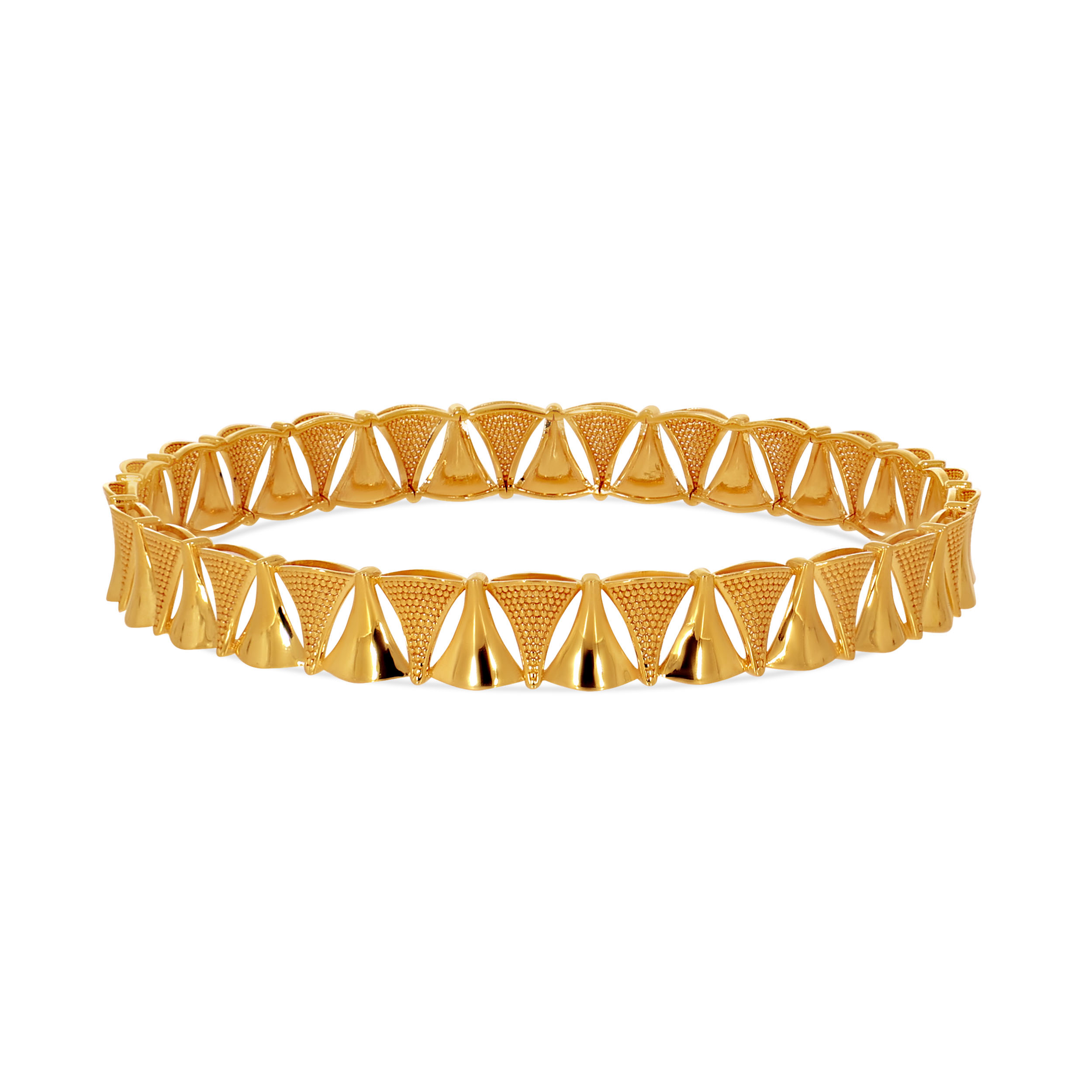 Alternate Textured Pyramid Gold Bangle - Senco Gold and Diamonds