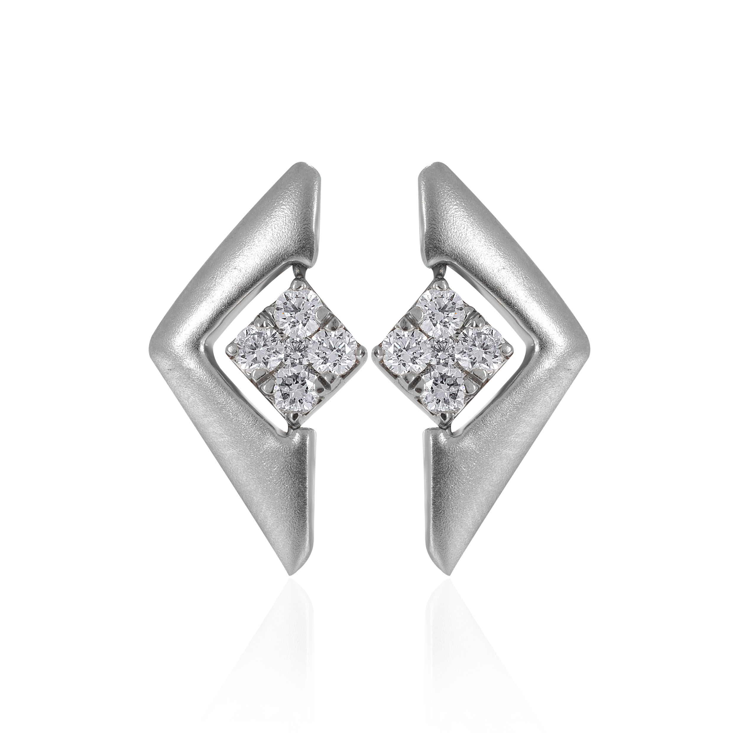 Rhombus Platinum Radiant Earrings - Senco Gold and Diamonds