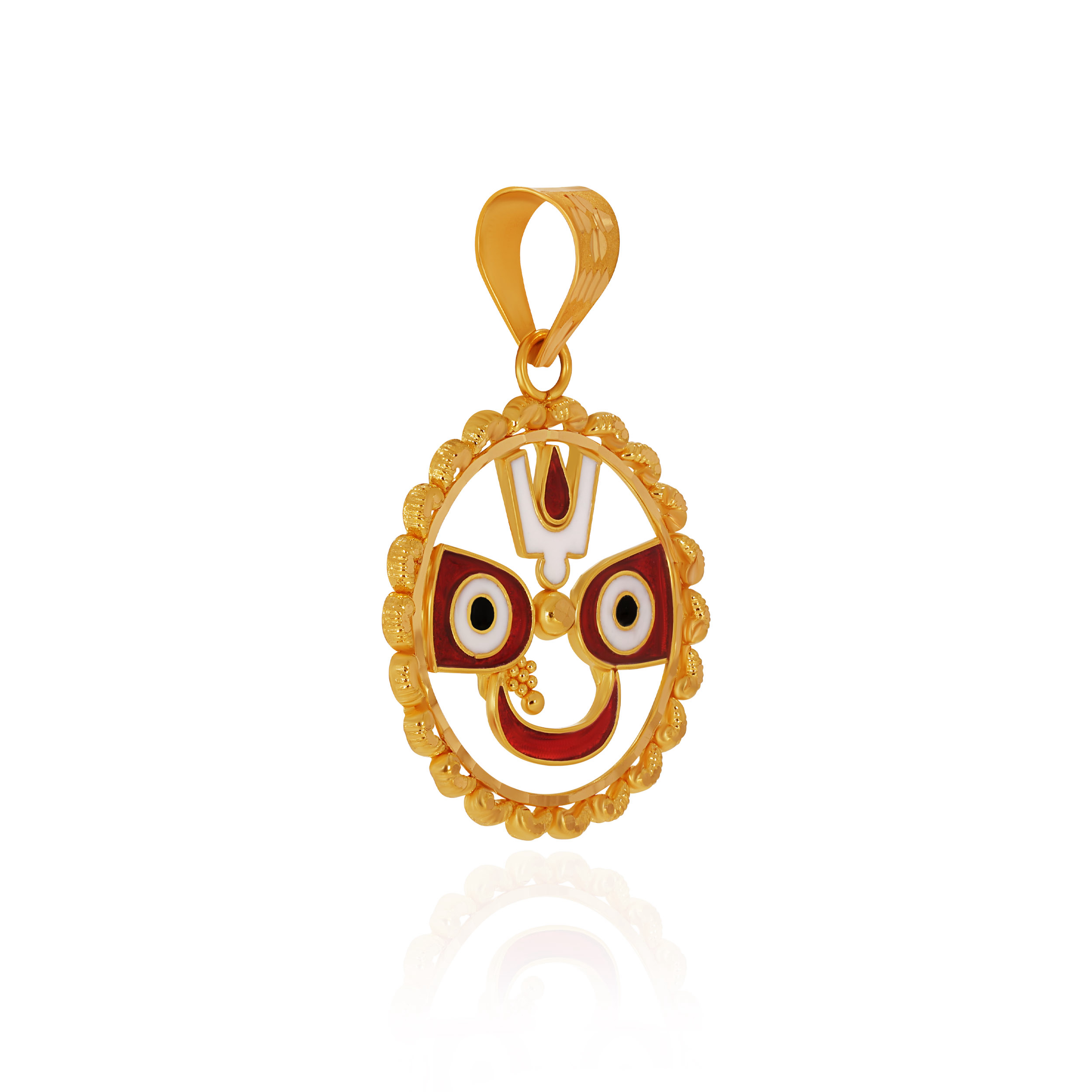 Tricolour Enamel Jagannath Gold Pendant - Senco Gold and Diamonds
