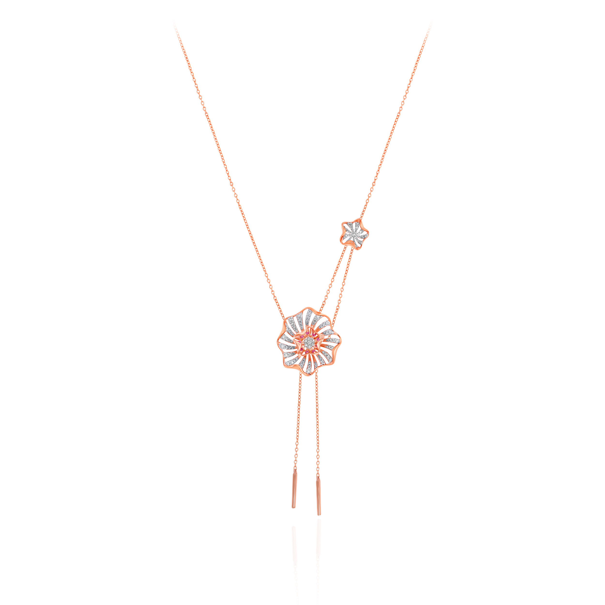 Lariat Bloom Diamond Chain Pendant - Senco Gold and Diamonds
