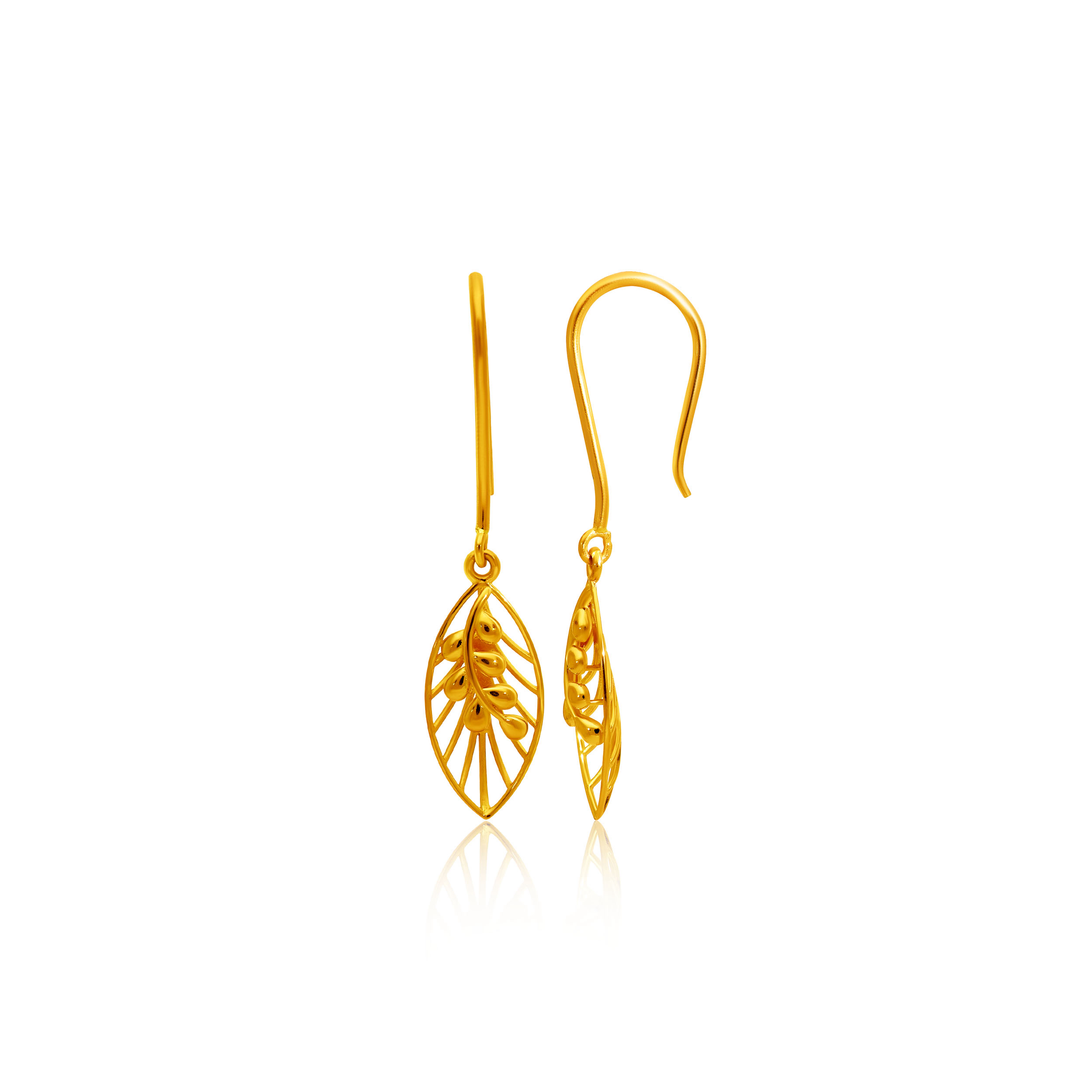 Charming Leaf Gold Earrings - Senco Gold and Diamonds