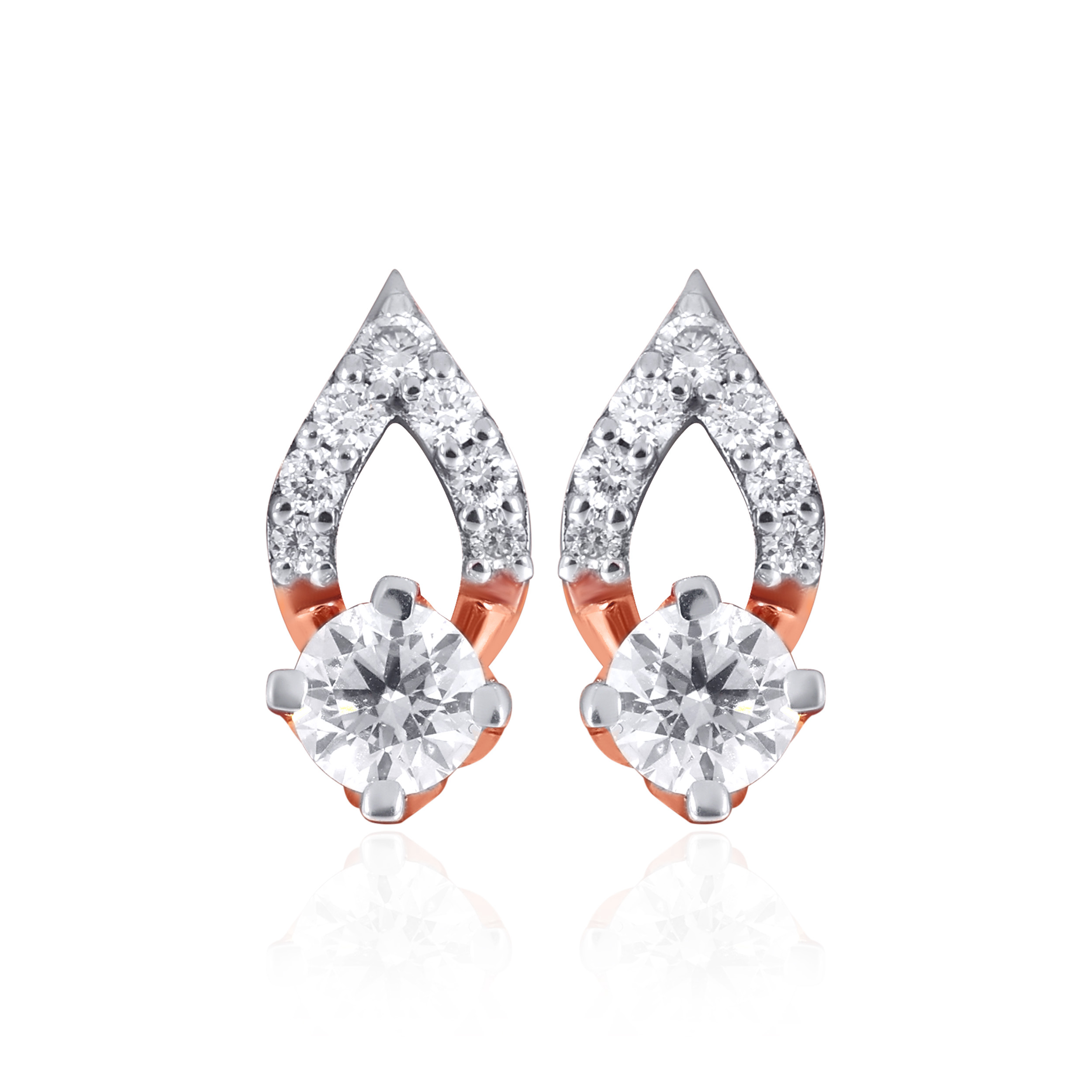 18K Rose Gold Diamond Studs Earrings-DT-D000754773 - Senco Gold and Diamonds