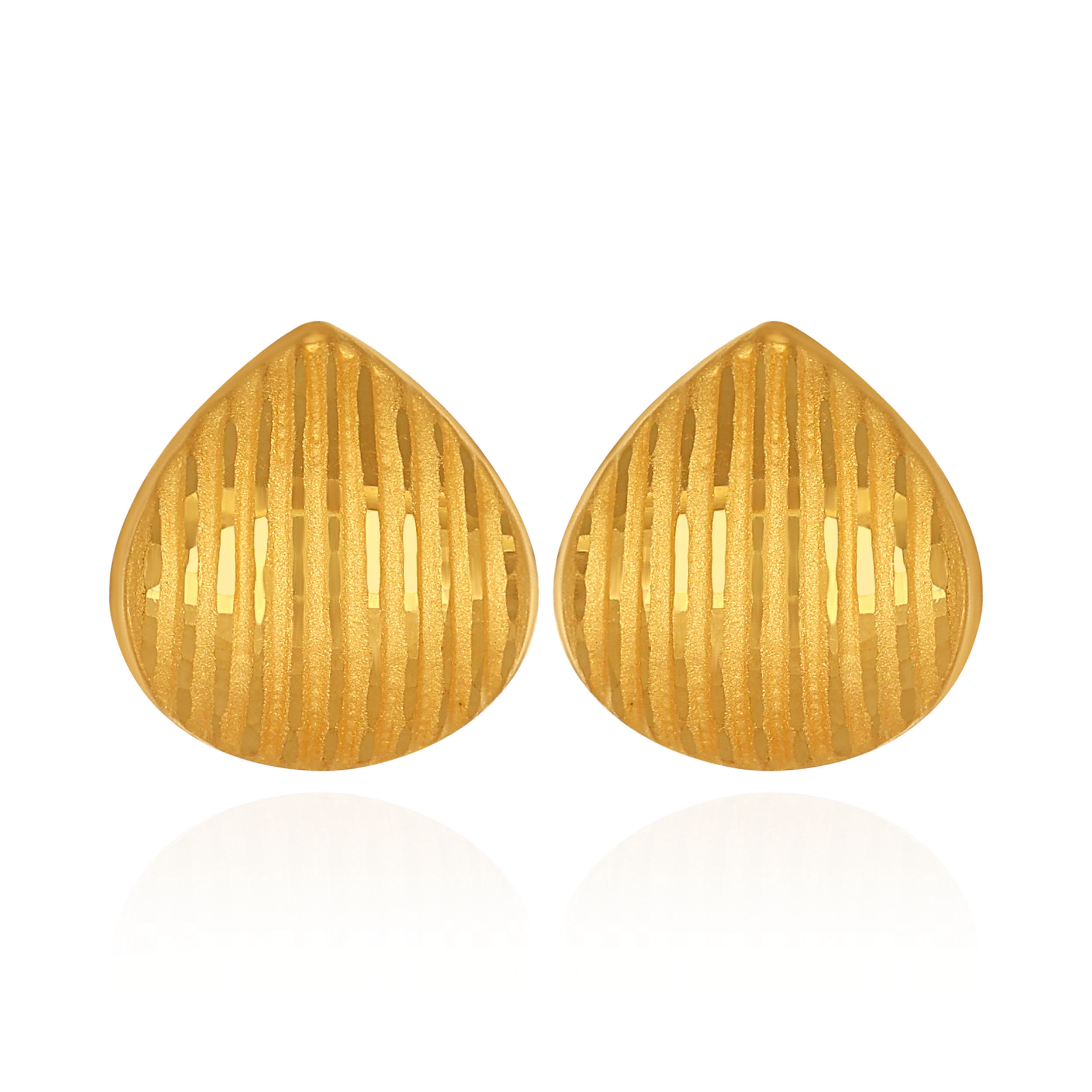 Contemporary Lines Teardrop Gold Studs - Senco Gold and Diamonds
