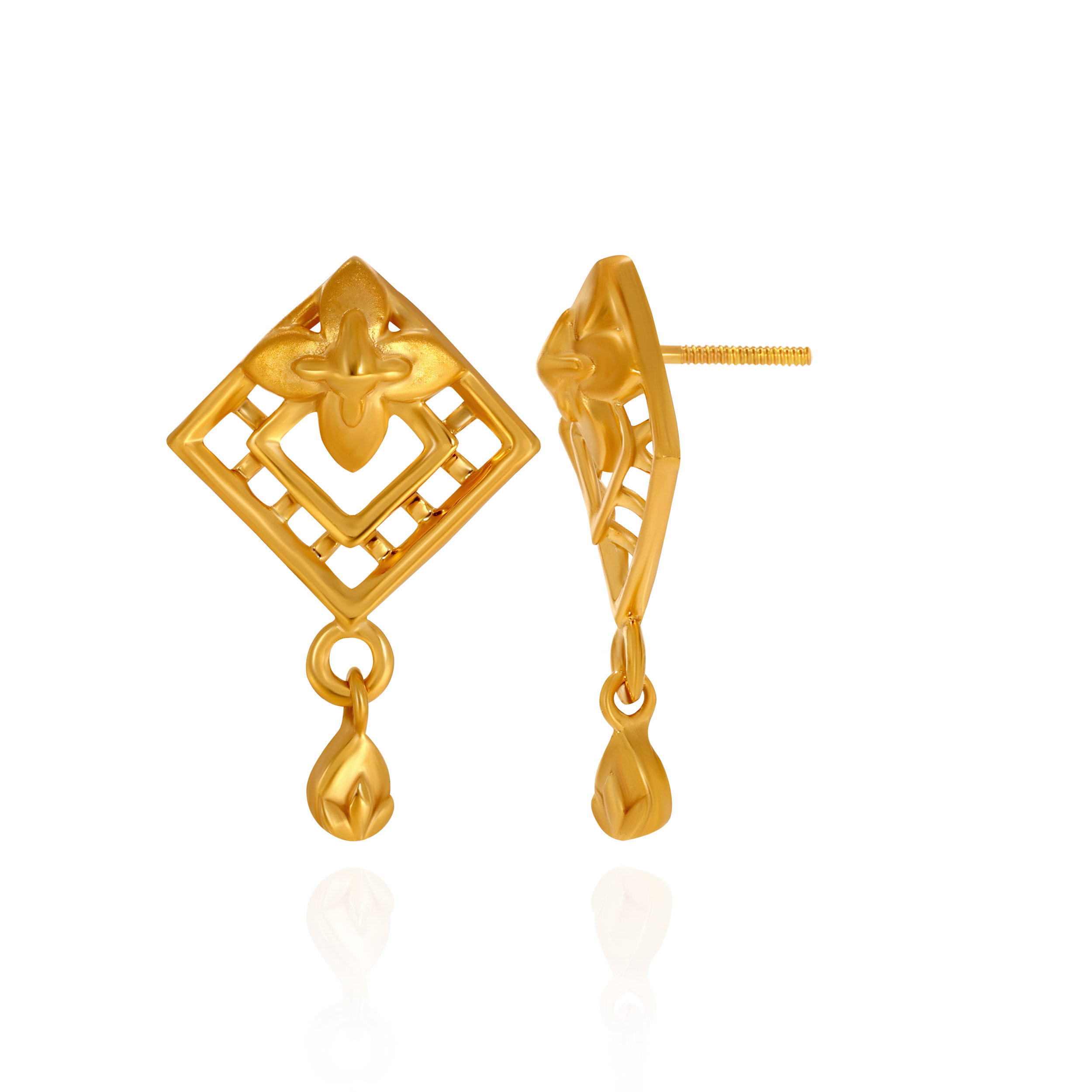 Angular Charm Gold Drop Earrings - Senco Gold and Diamonds