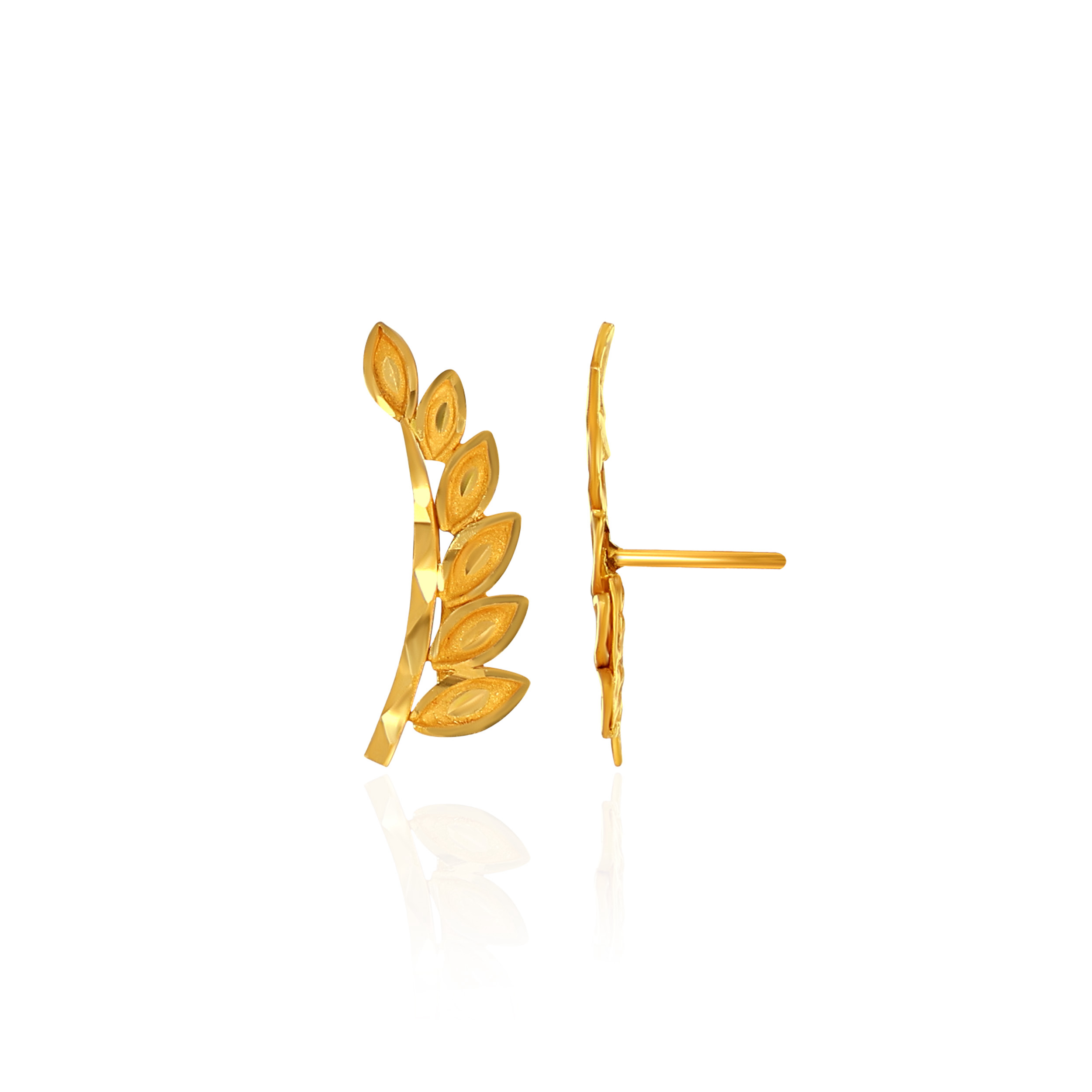 Botanical Leaf Gold Studs - Senco Gold and Diamonds