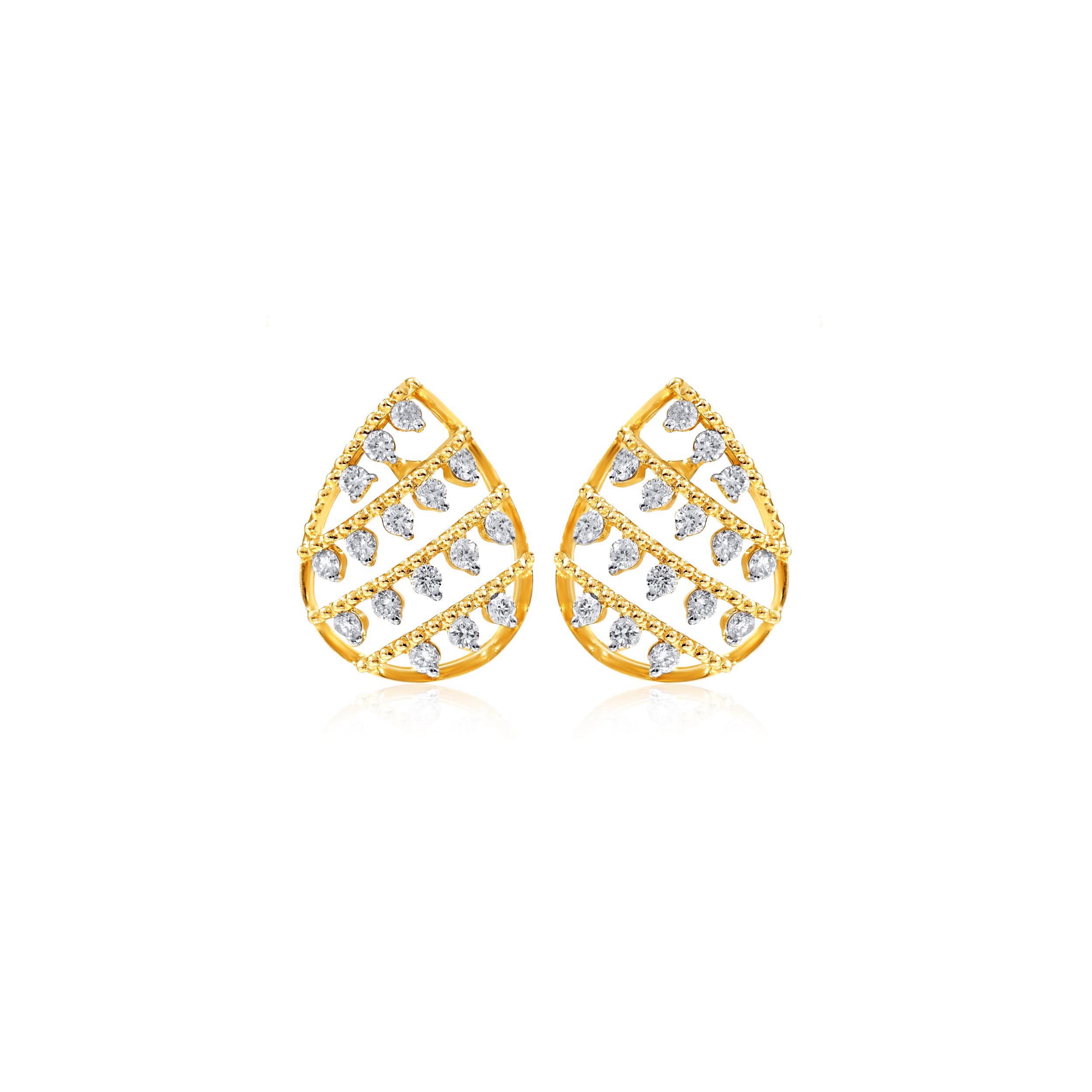 Shimmery Droplet Diamond Studs - Senco Gold and Diamonds