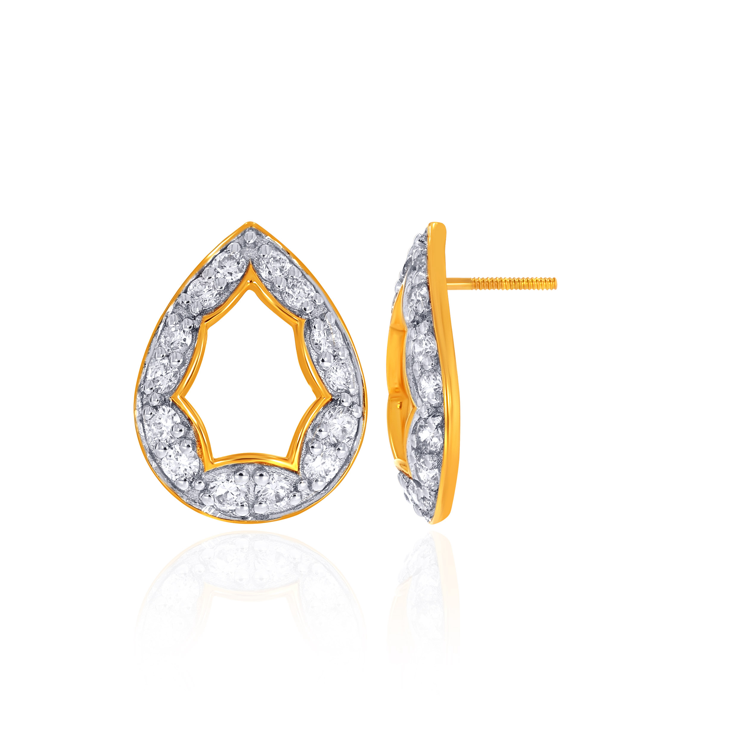 Halo-Set Pear Diamond Studs  - Senco Gold and Diamonds
